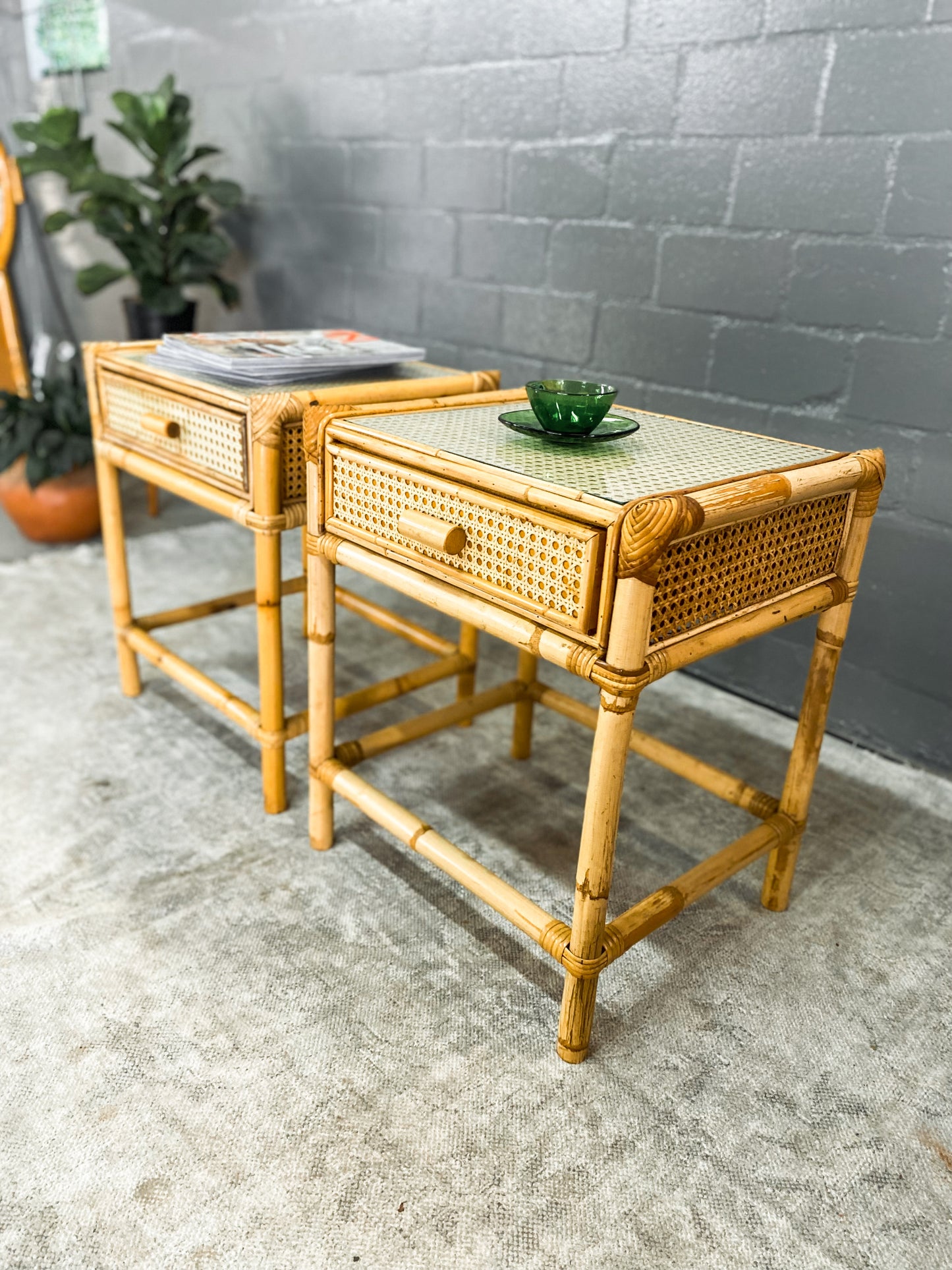 Pair of Cane Pedestals