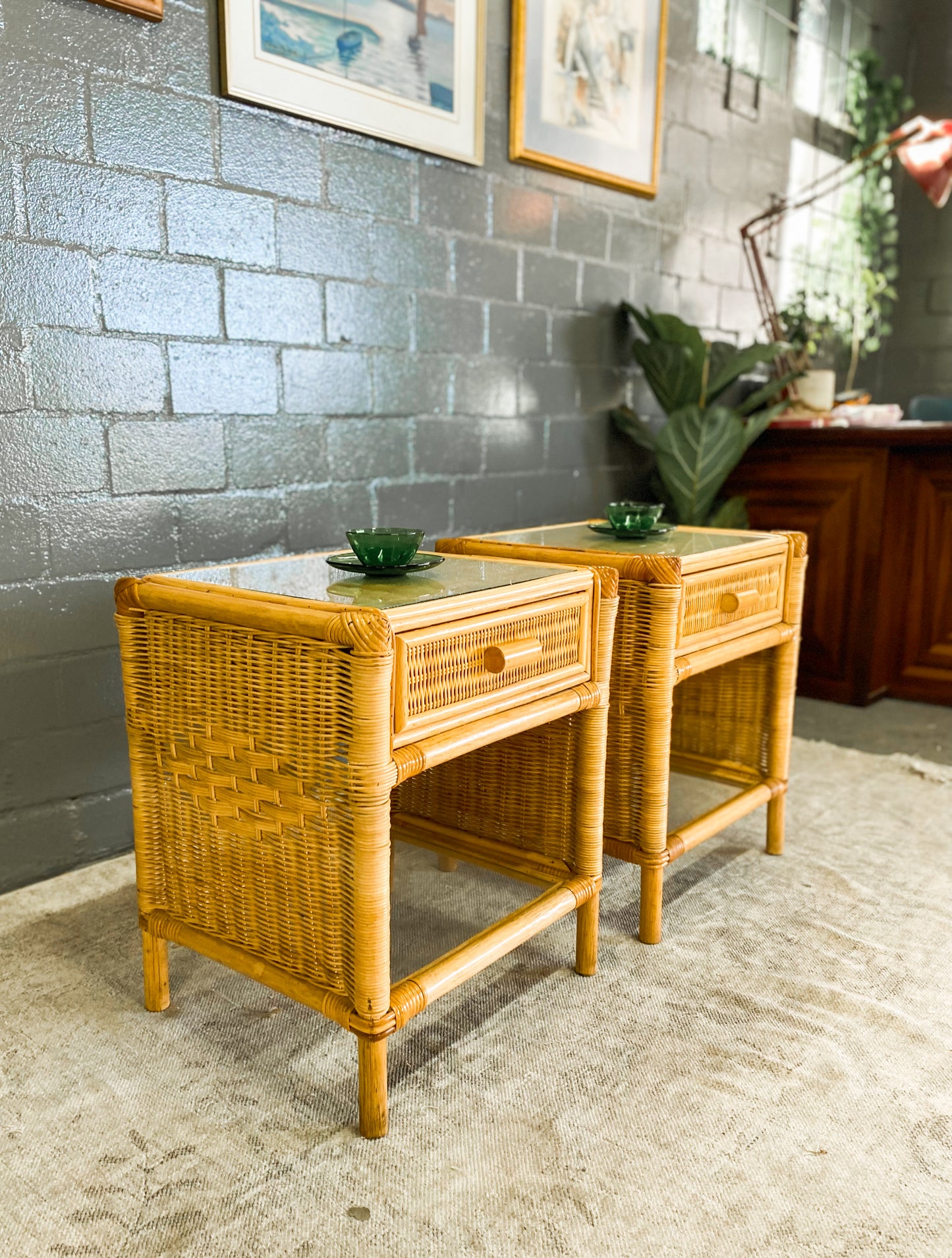 Woven Wicker Pedestals