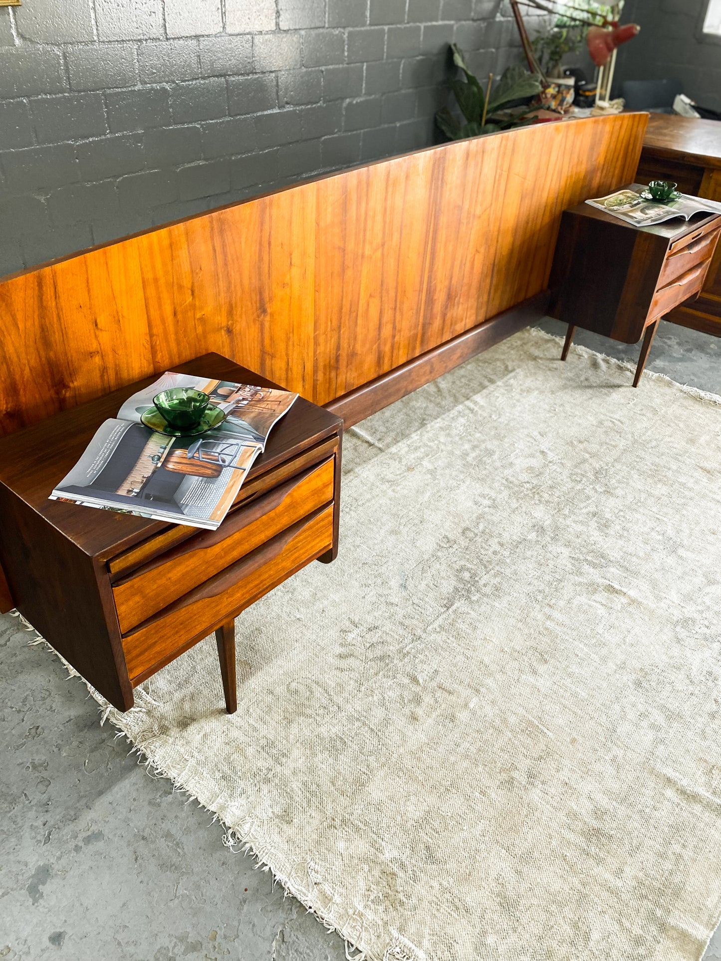 EE Meyer for Binnehuis Queen Headboard with Attached Bedside Tables