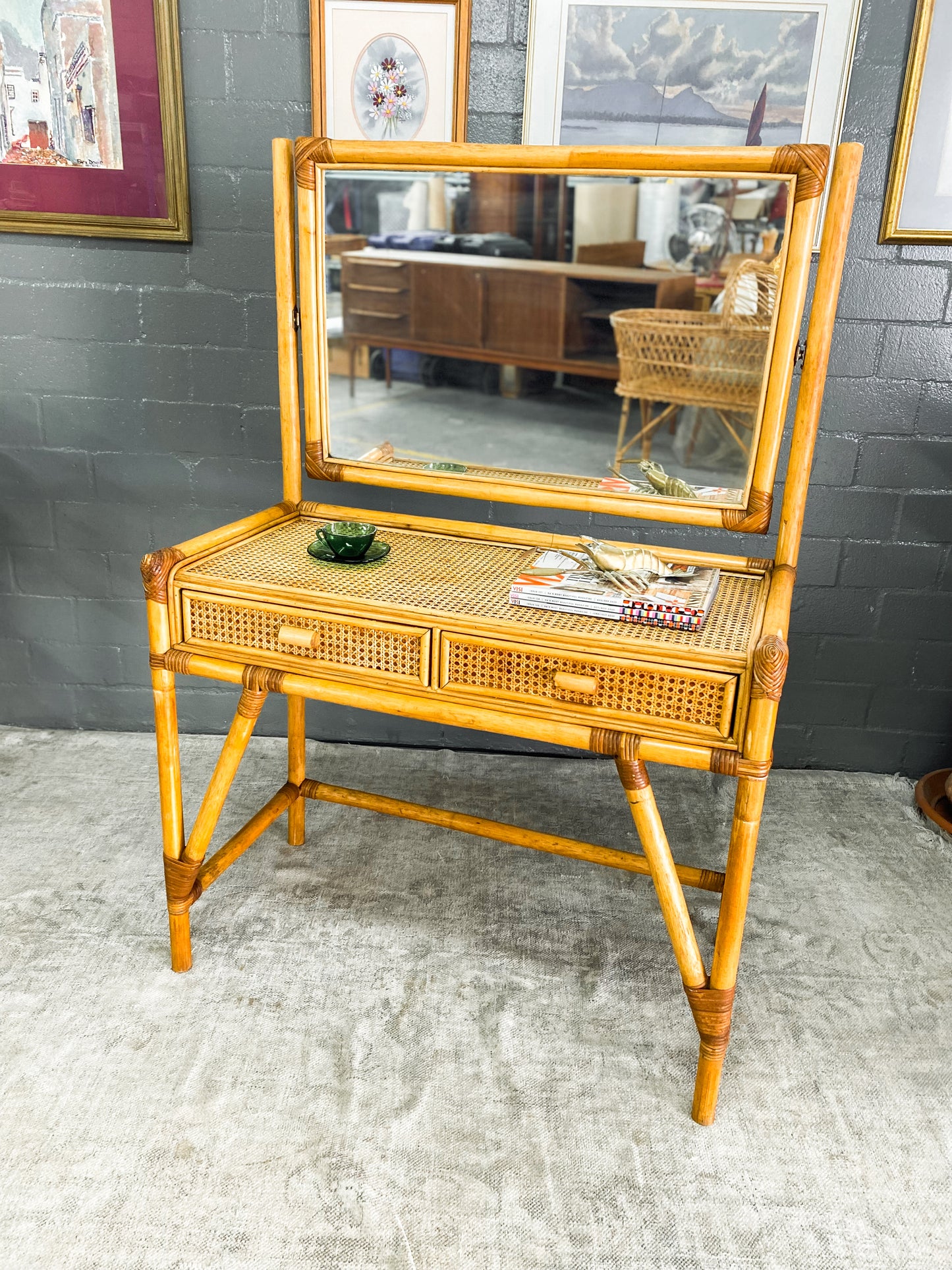 Cane Dresser & Mirror