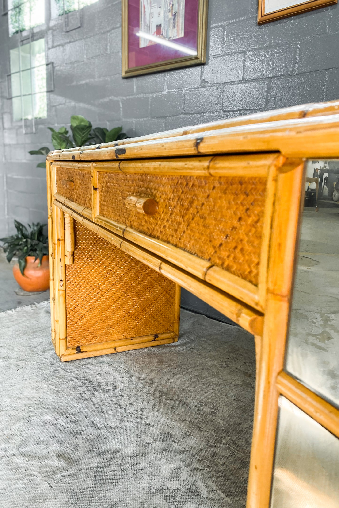 Woven Wicker & Cane Dresser
