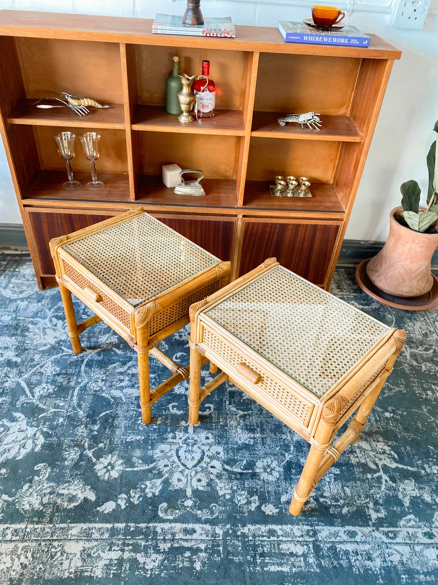 Pair of Cane Pedestals