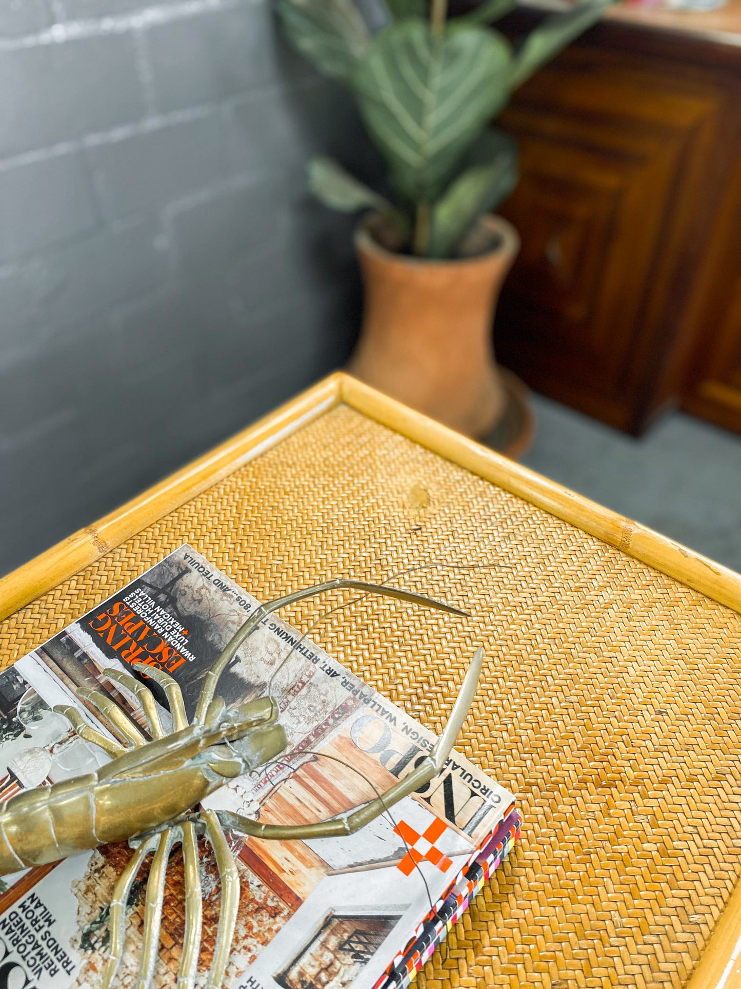 Woven Wicker & Cane Pedestals