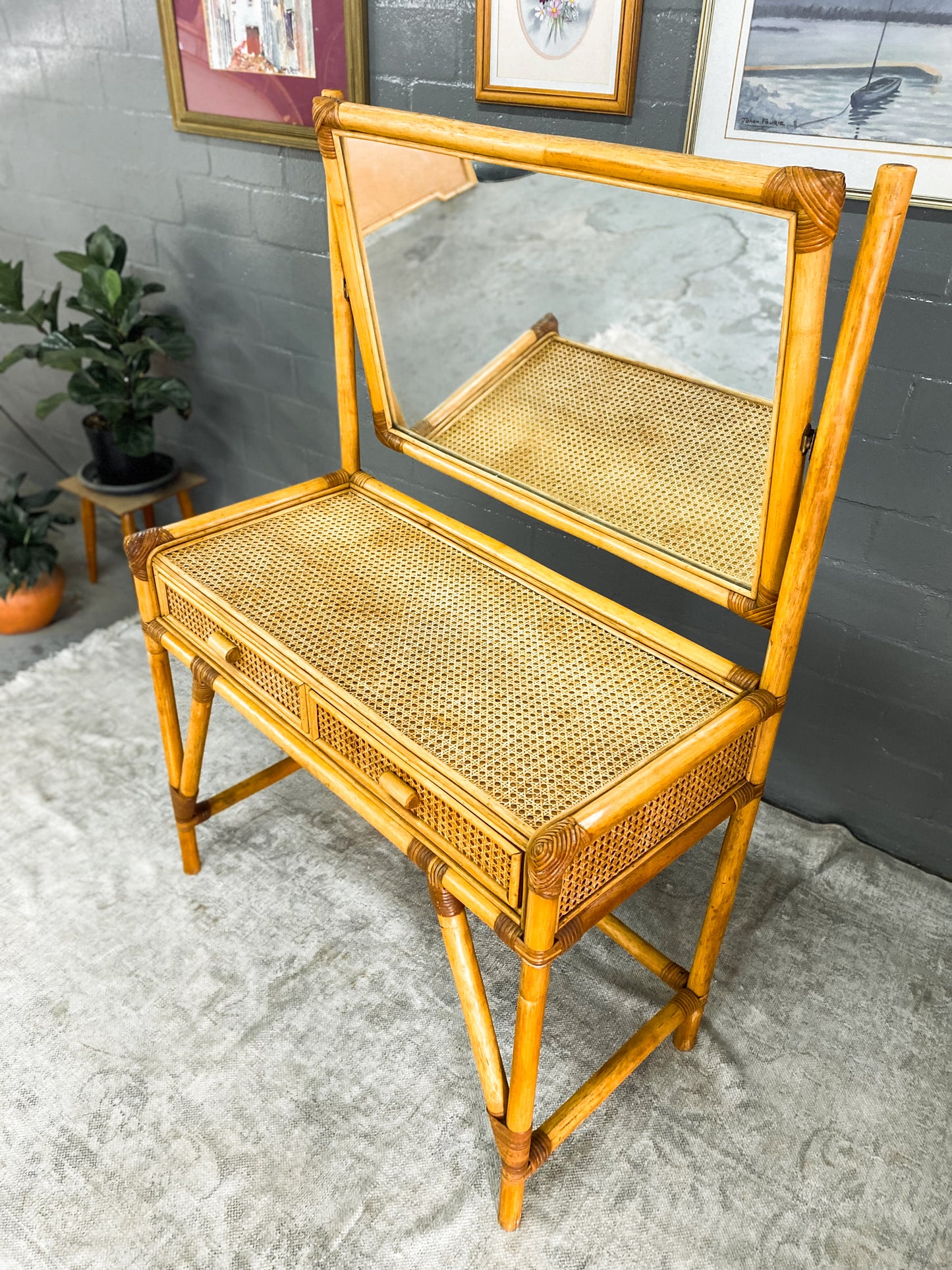 Cane Dresser & Mirror