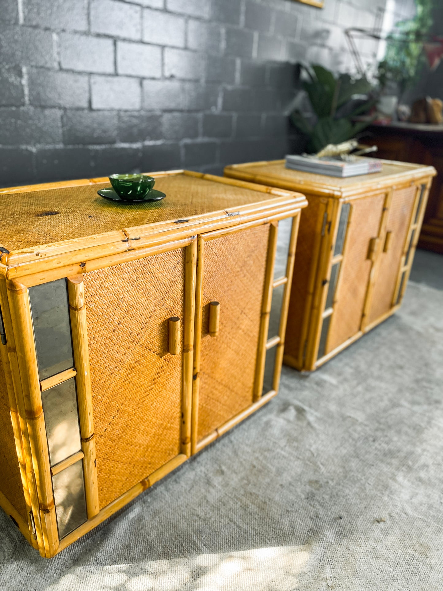 Woven Wicker & Cane Pedestals