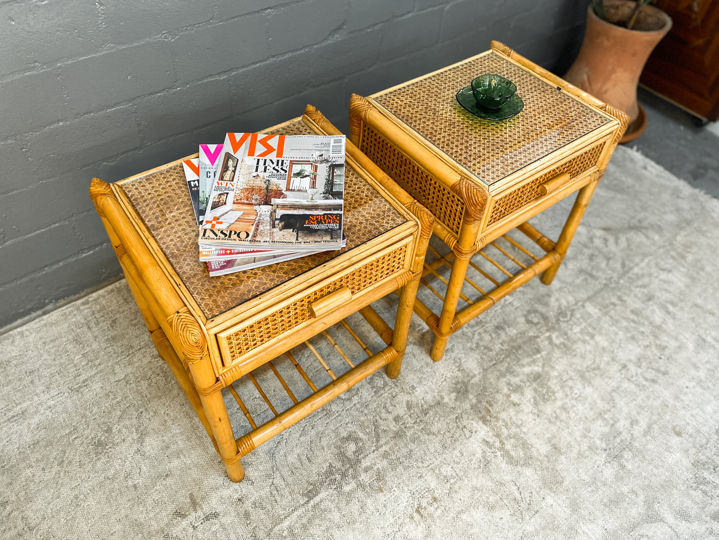 Pair of Cane Pedestals