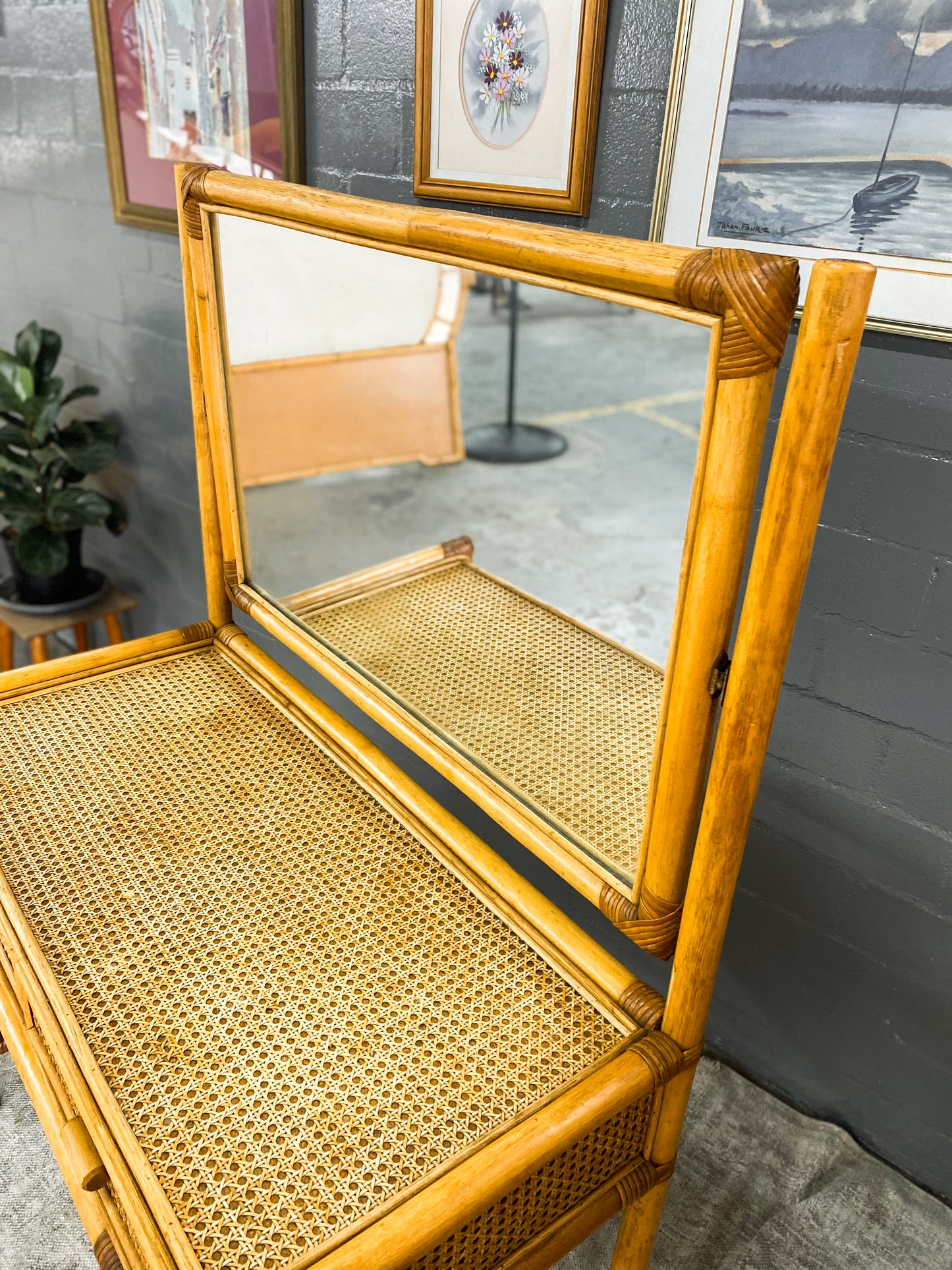 Cane Dresser & Mirror