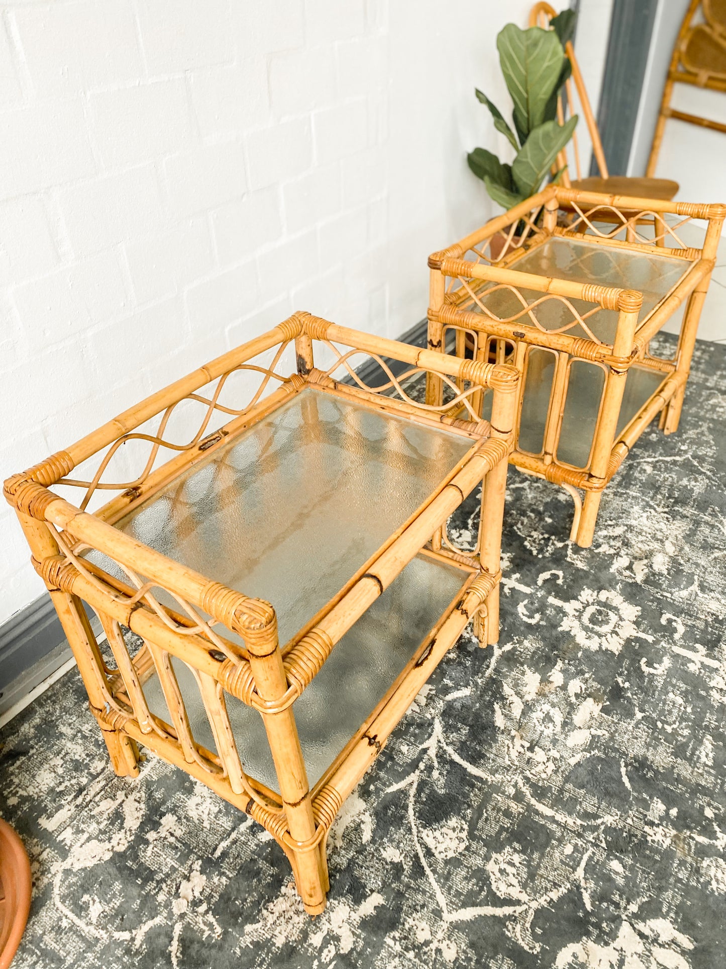 Pair of Cane Pedestals