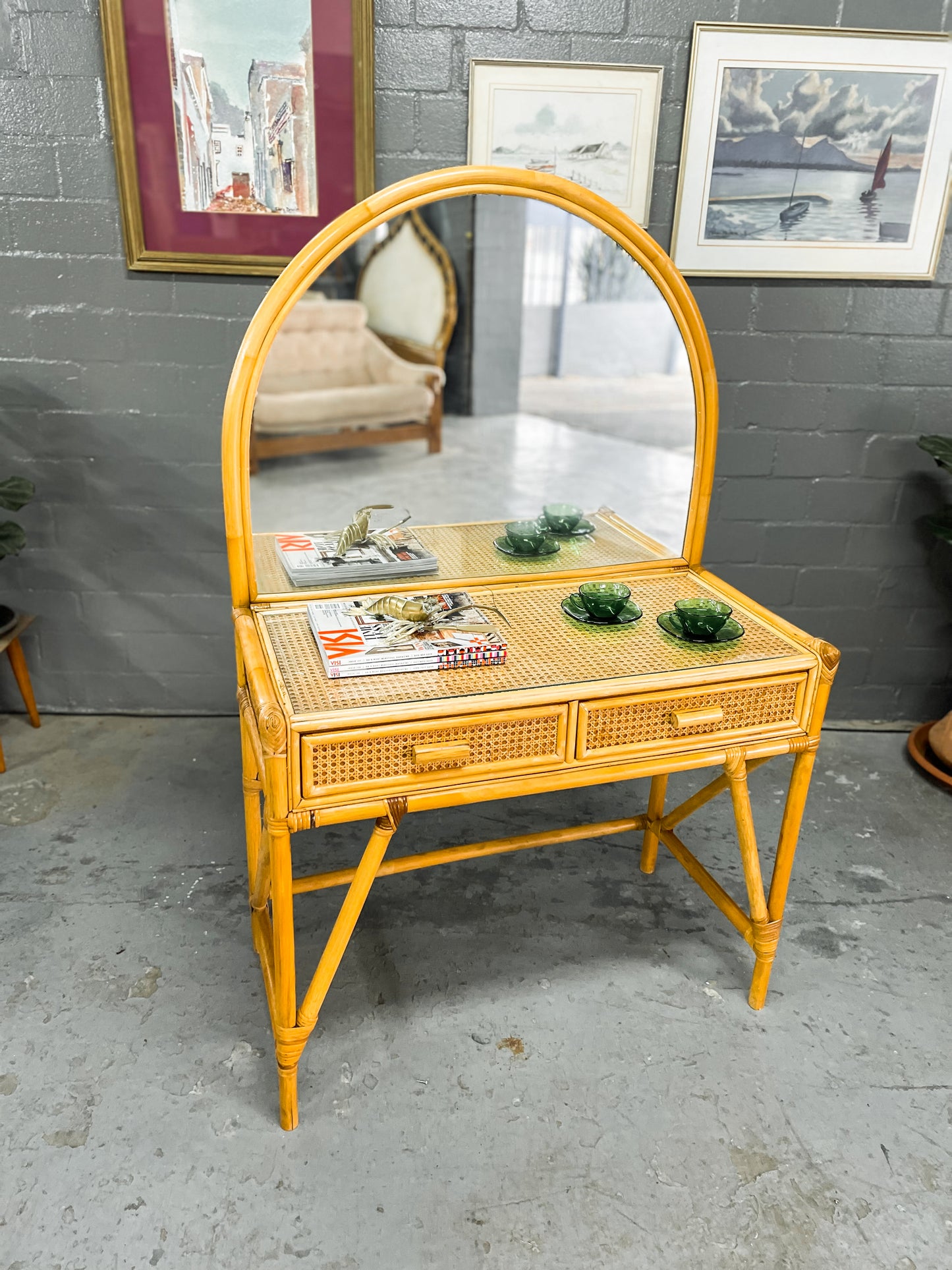 Cane Dresser & Mirror