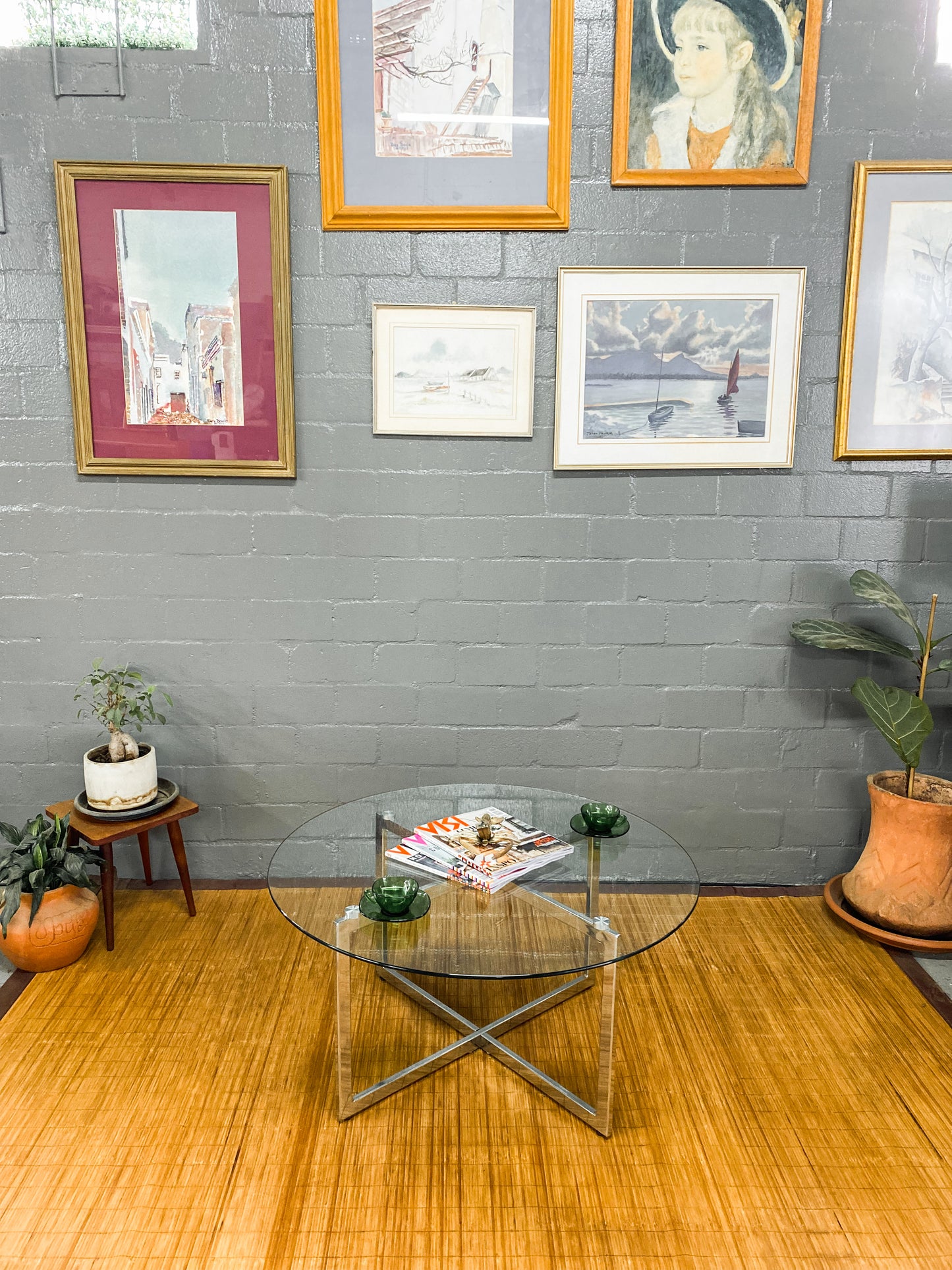 Glass and Chrome Circular Coffee Table