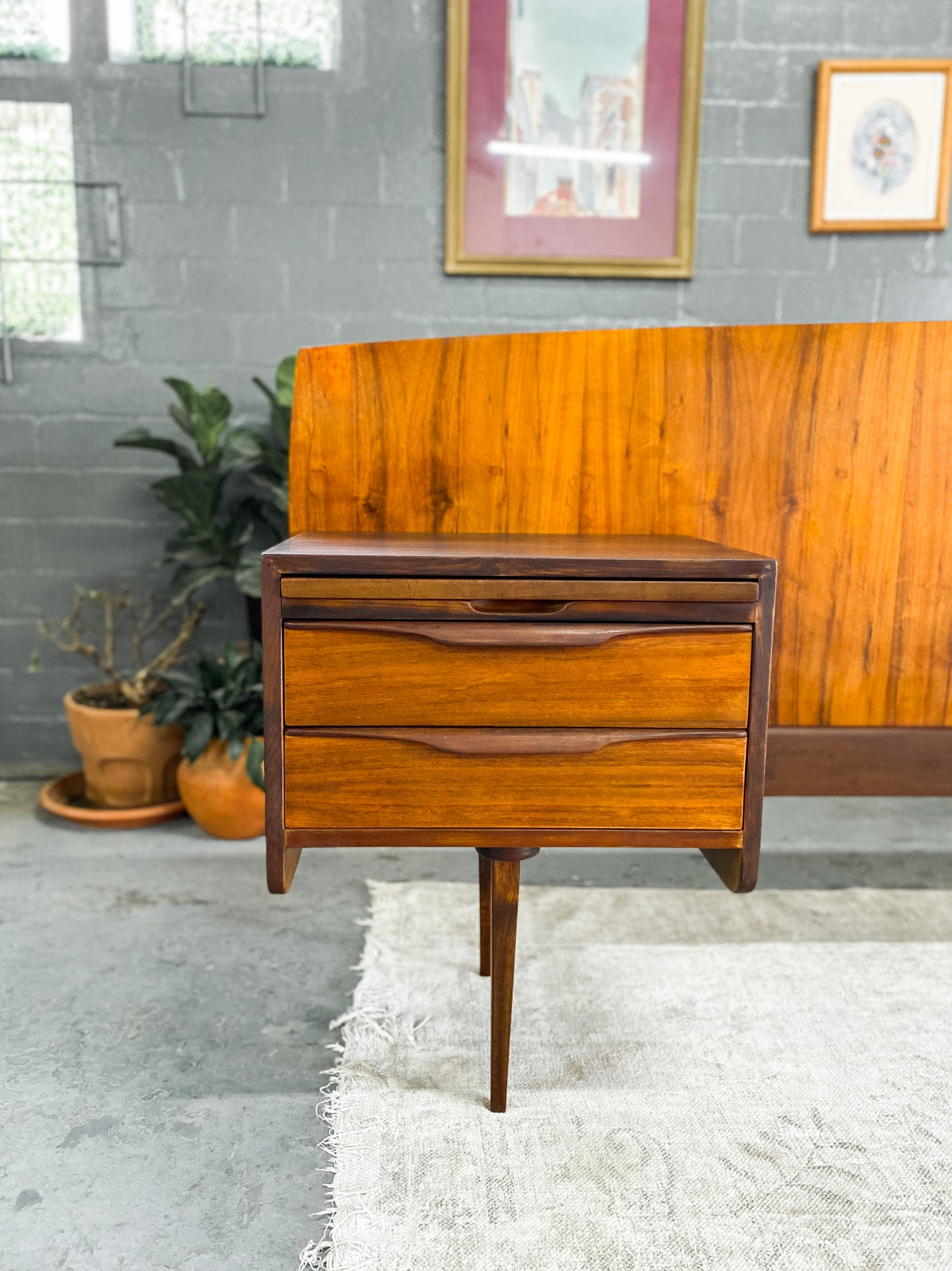 EE Meyer for Binnehuis Queen Headboard with Attached Bedside Tables