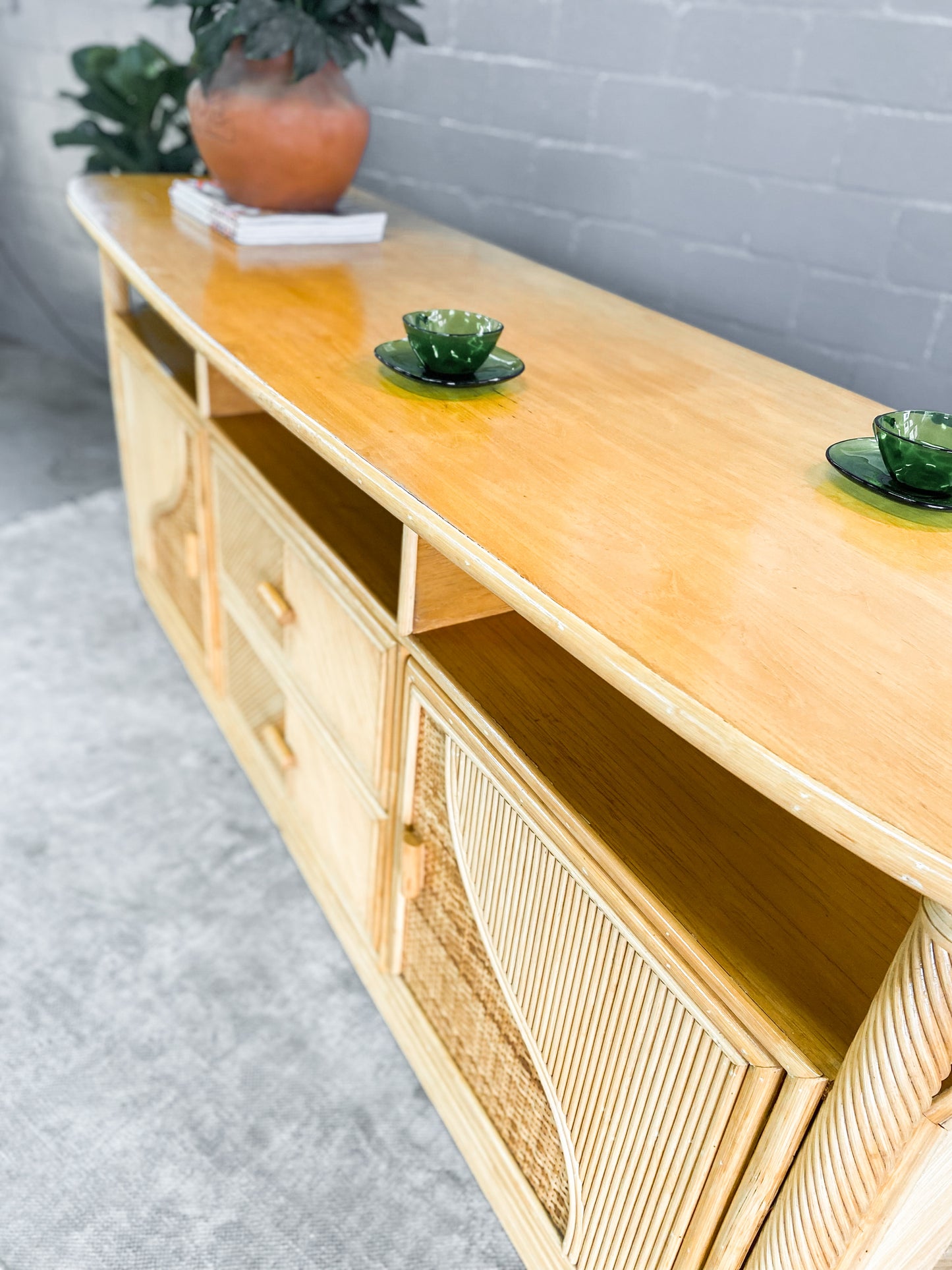 Cane and Wood Sideboard