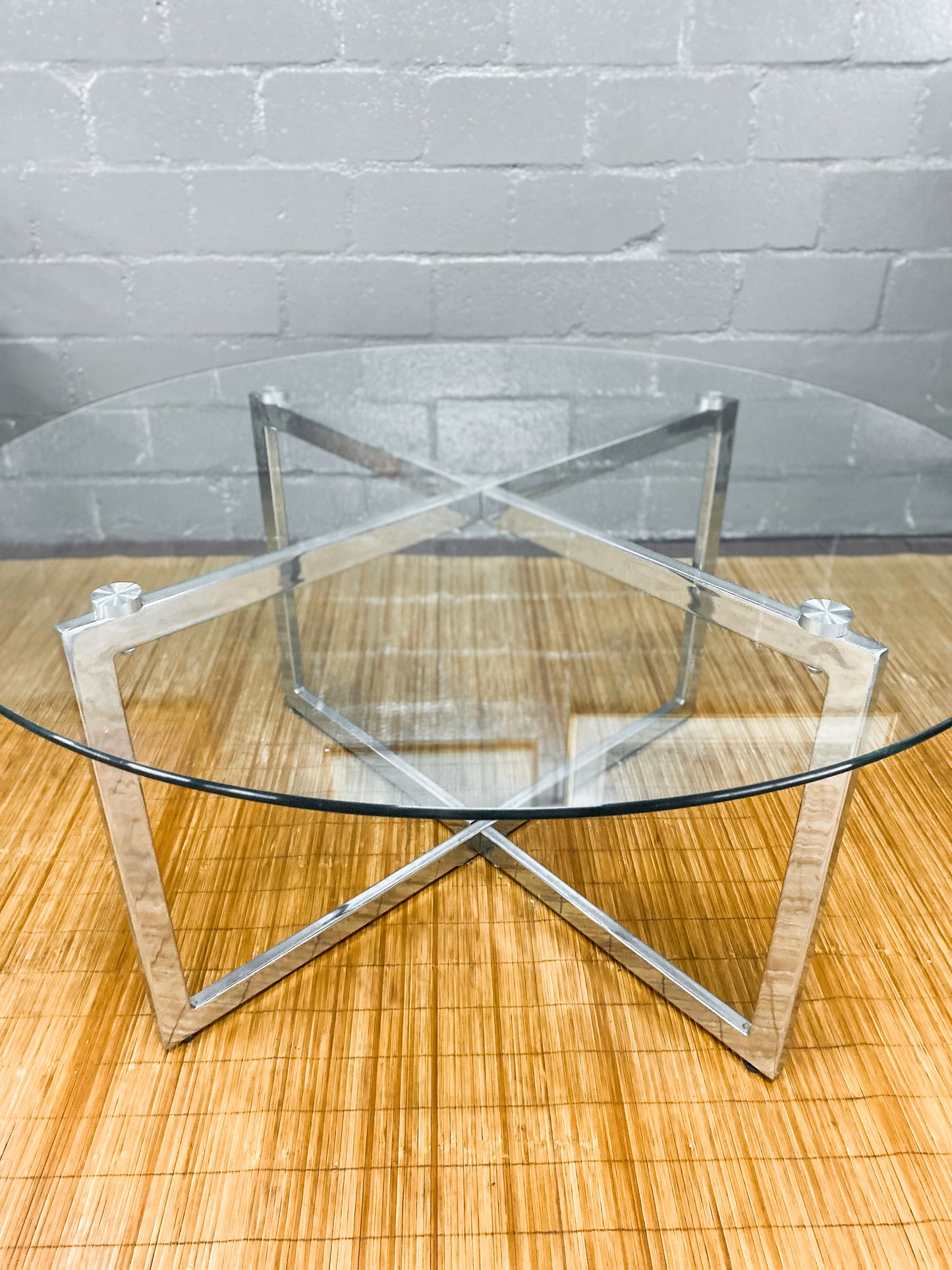 Glass and Chrome Circular Coffee Table