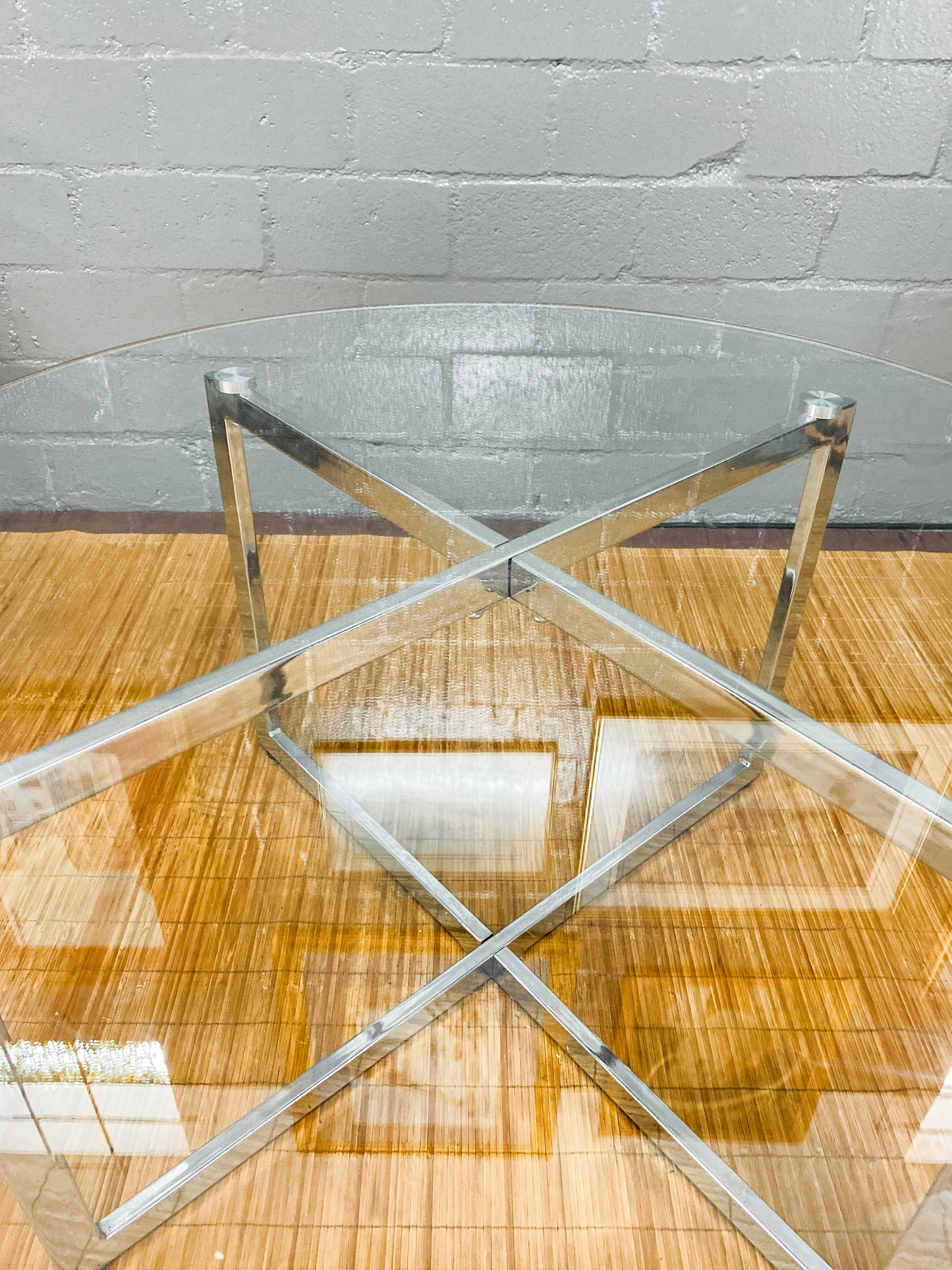 Glass and Chrome Circular Coffee Table