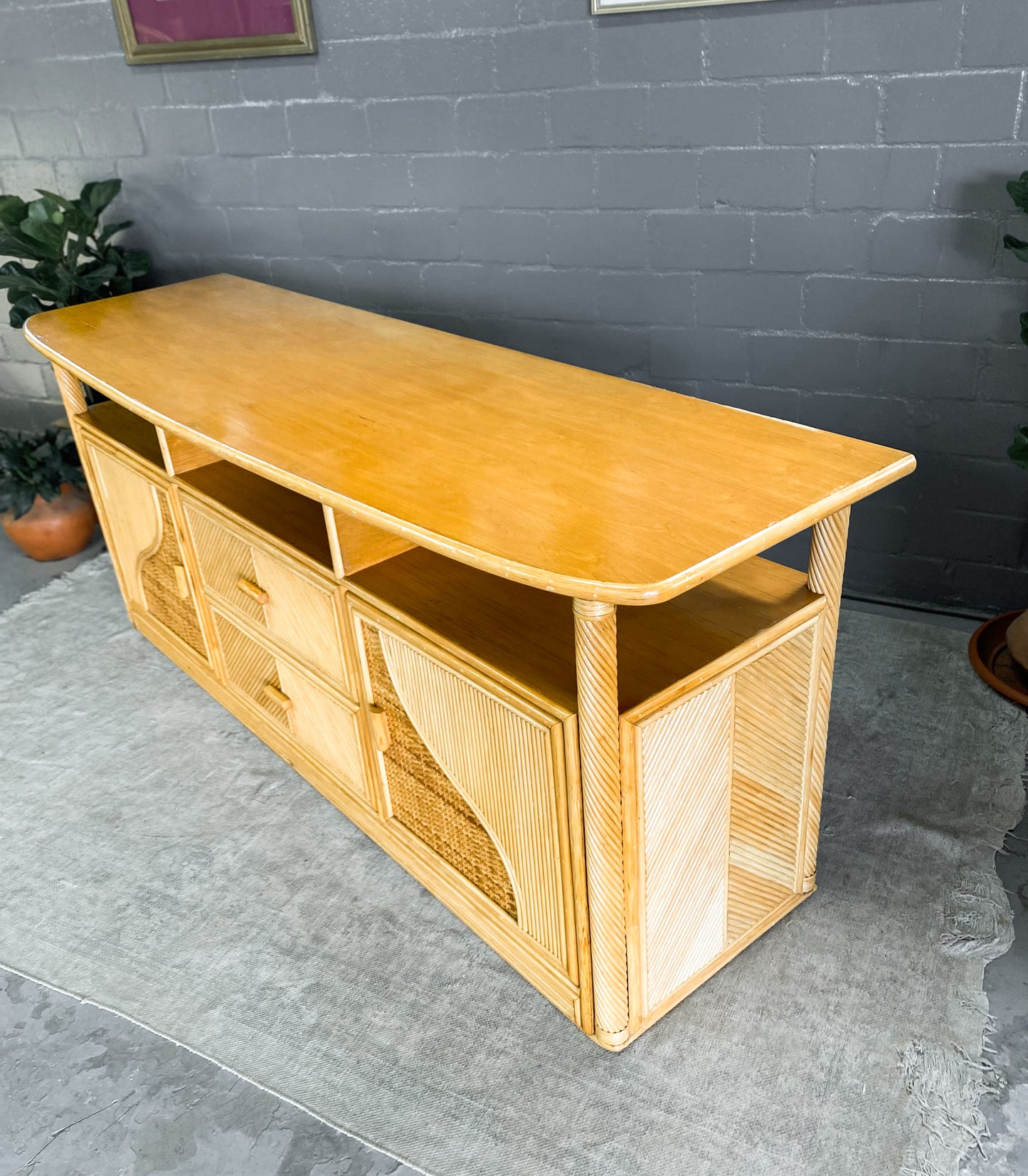 Cane and Wood Sideboard