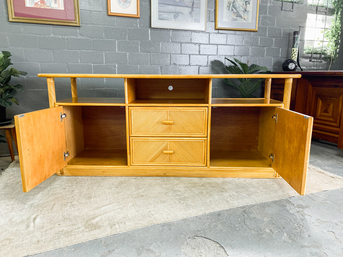 Cane and Wood Sideboard