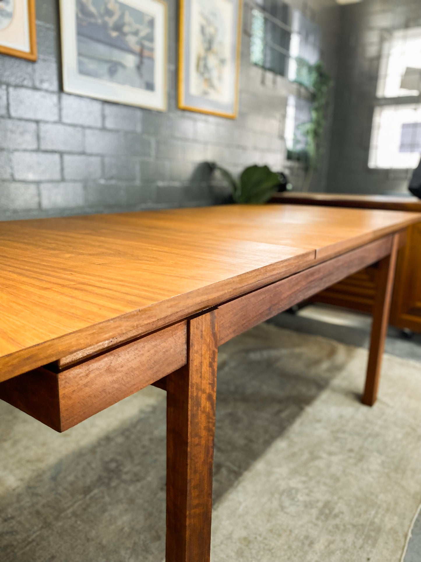 Mid Century Kiaat Extendable Dining Table