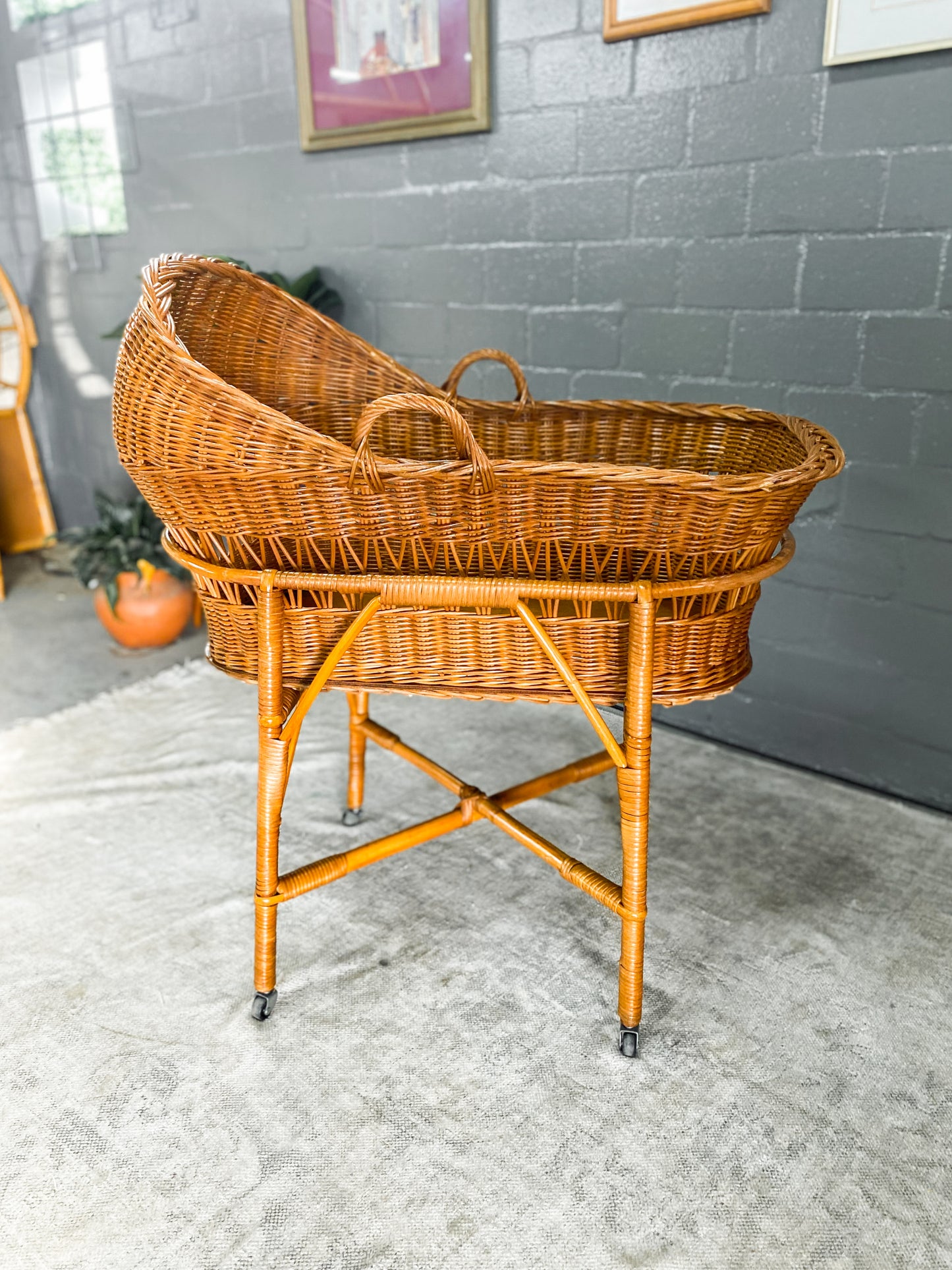 Woven Wicker Bassinet