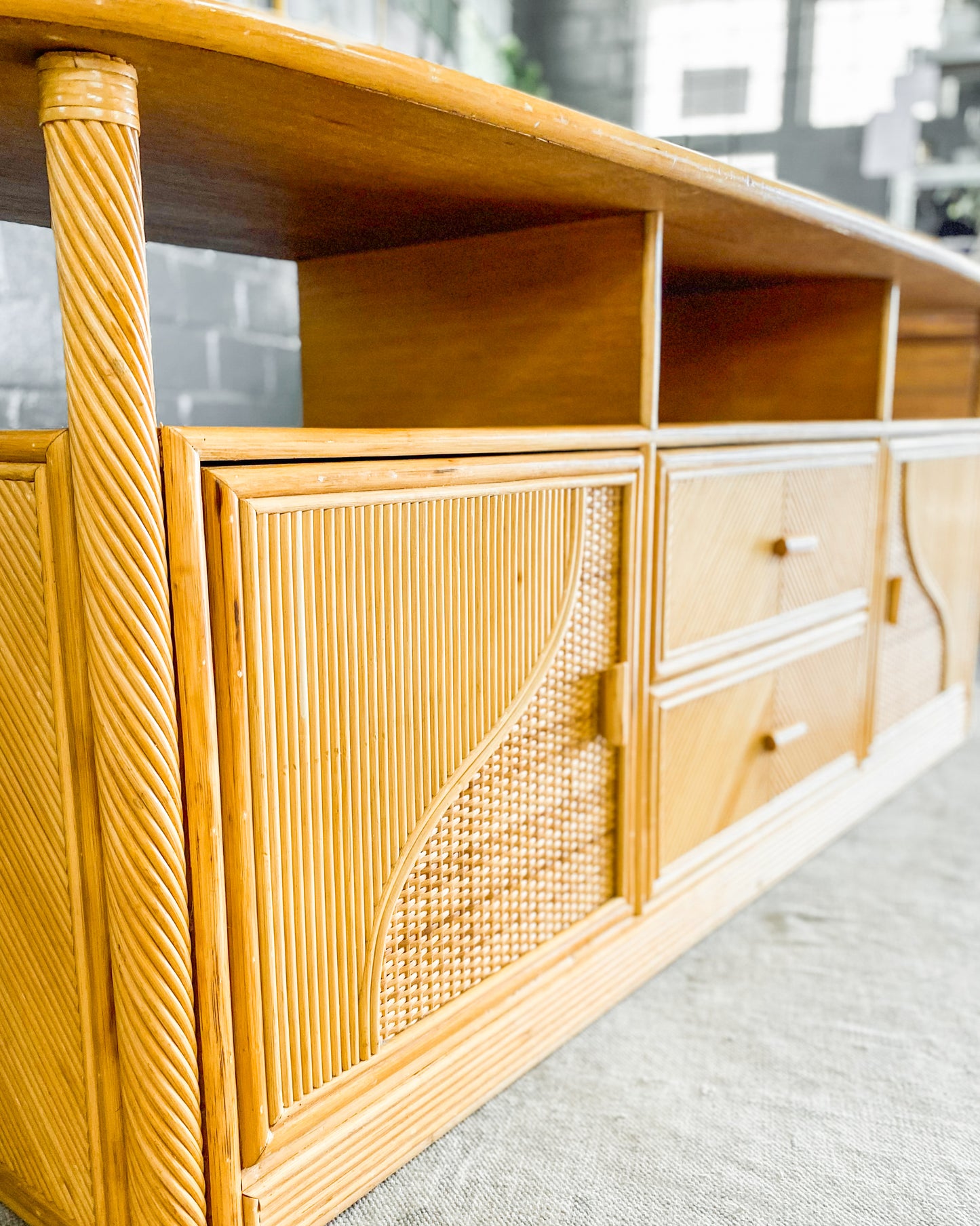 Cane and Wood Sideboard