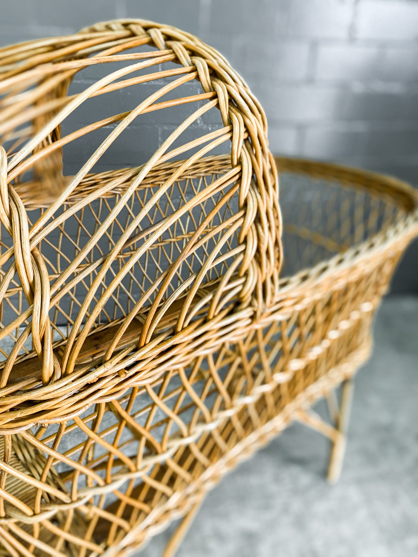 Vintage Cane Baby Bassinet