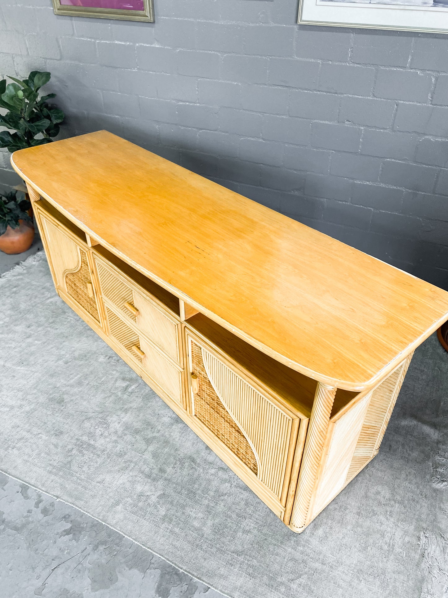 Cane and Wood Sideboard