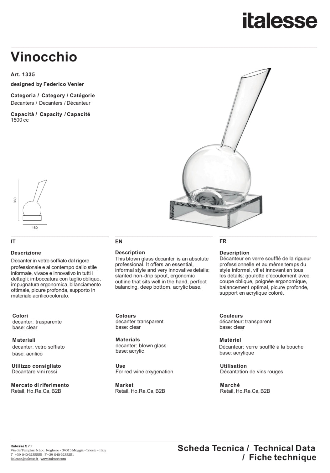 Vinocchio Decanter by Italesse