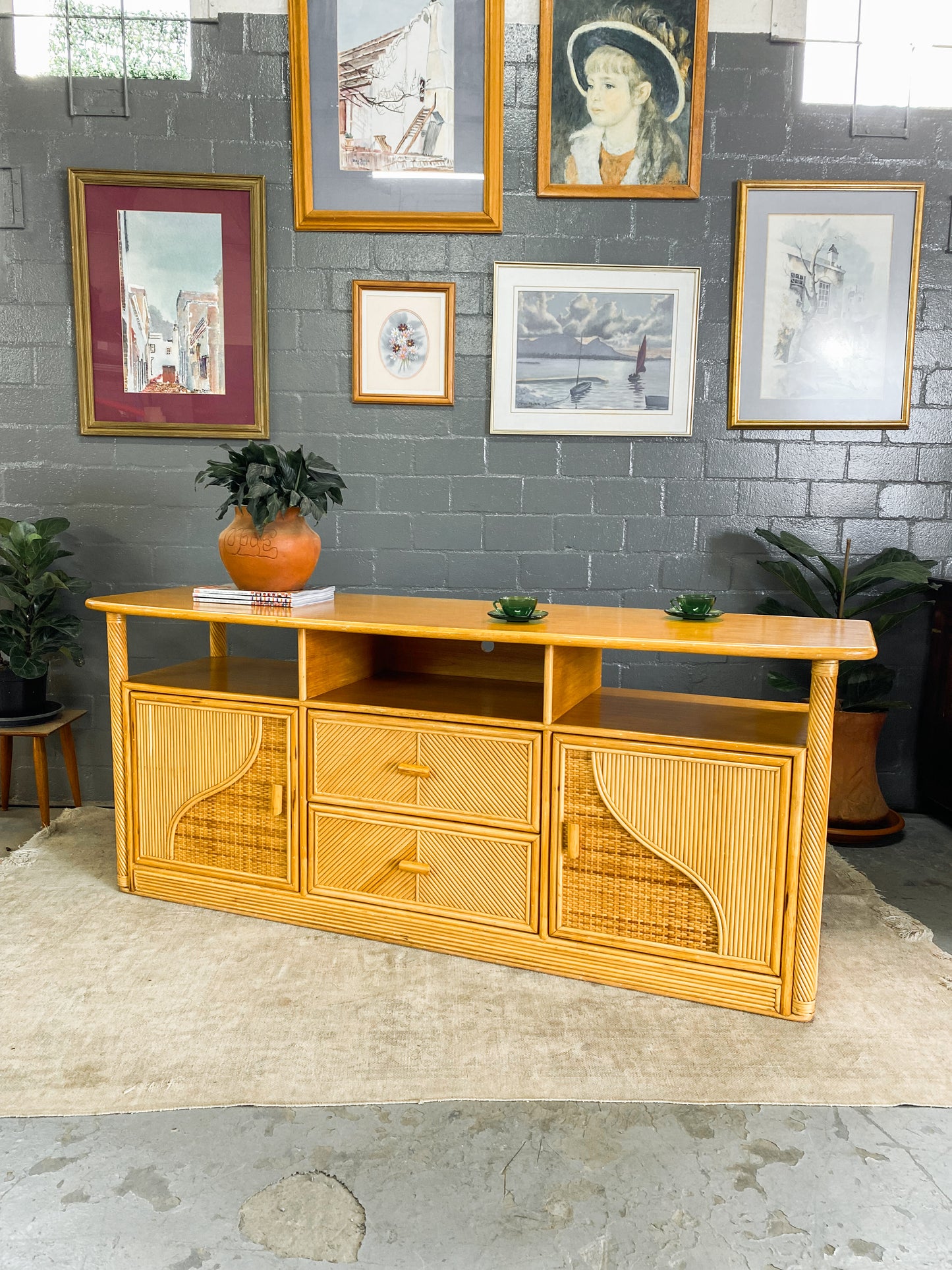Cane and Wood Sideboard