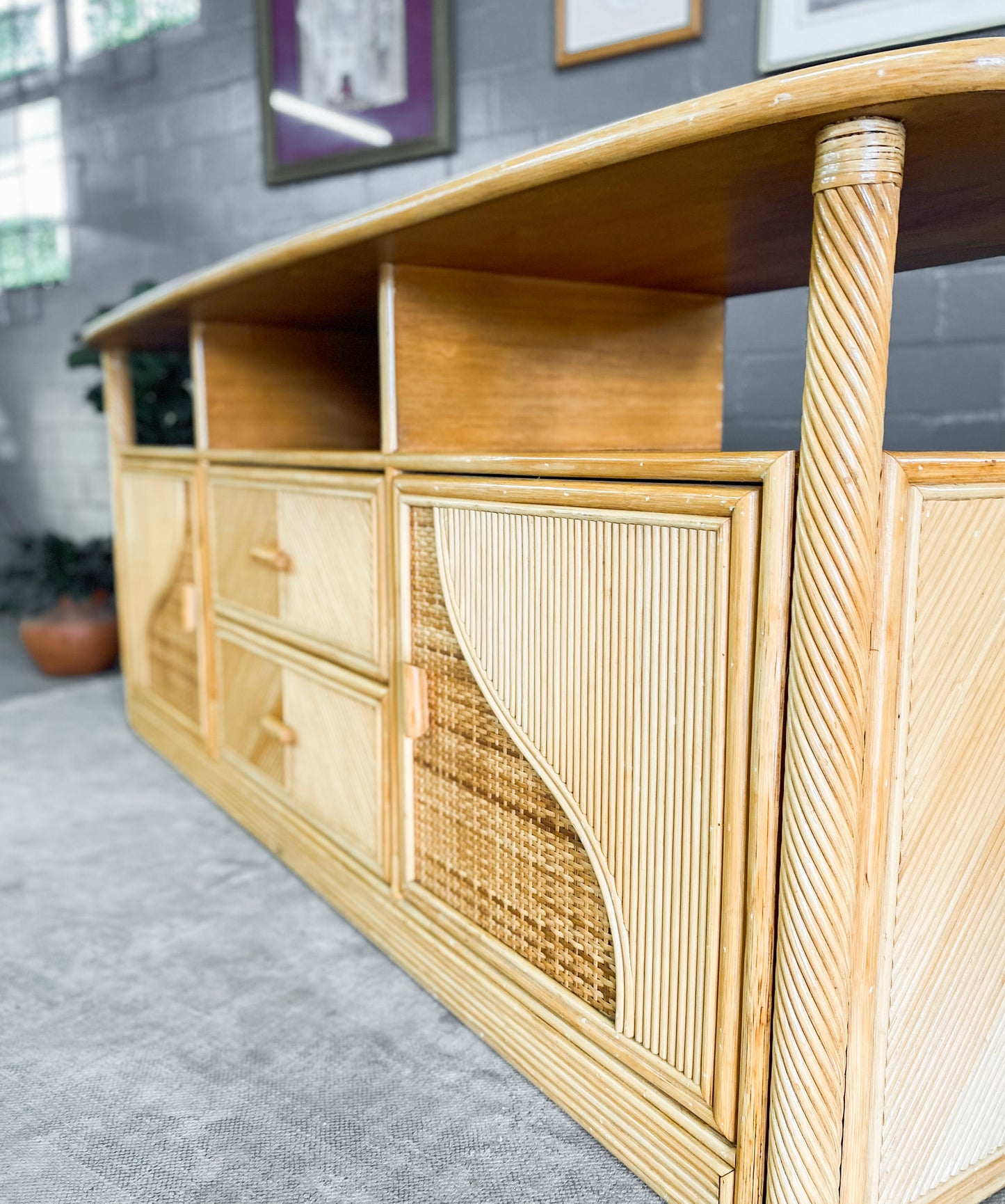 Cane and Wood Sideboard