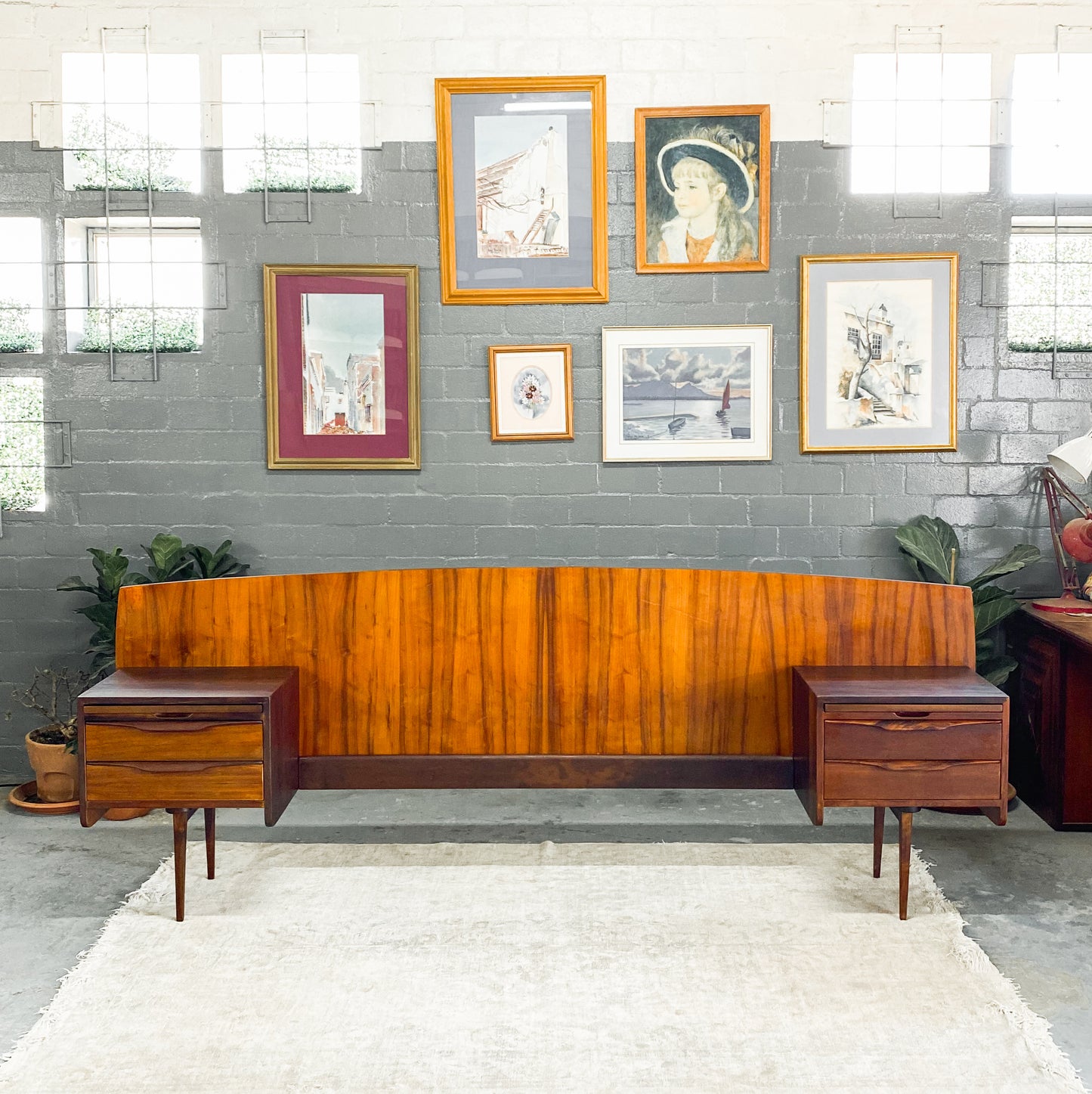 EE Meyer for Binnehuis Queen Headboard with Attached Bedside Tables