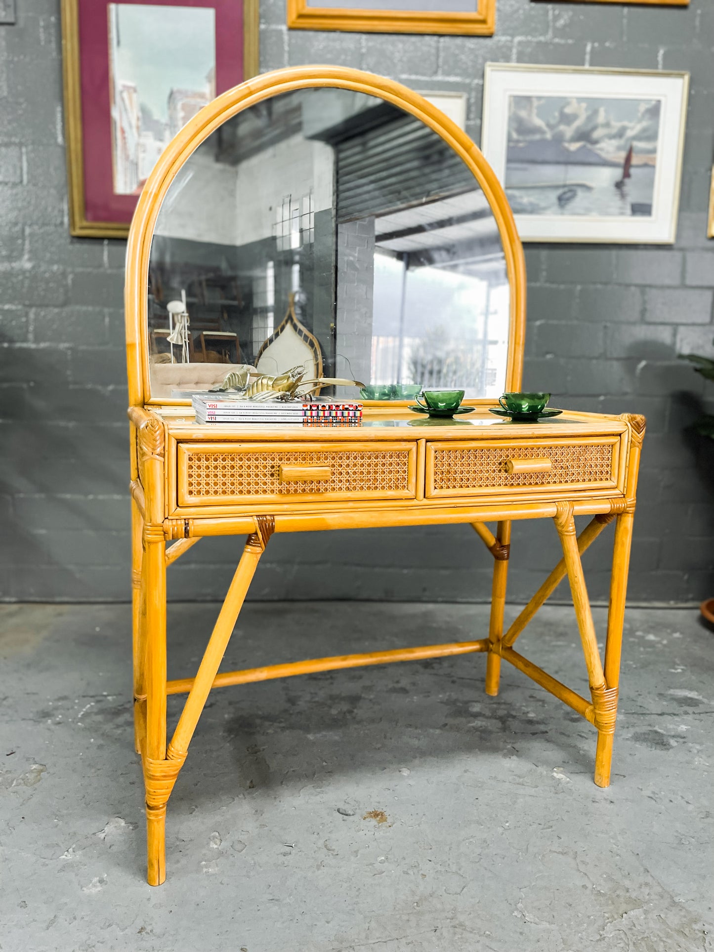 Cane Dresser & Mirror