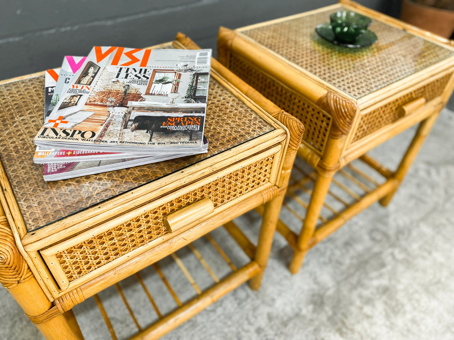 Pair of Cane Pedestals