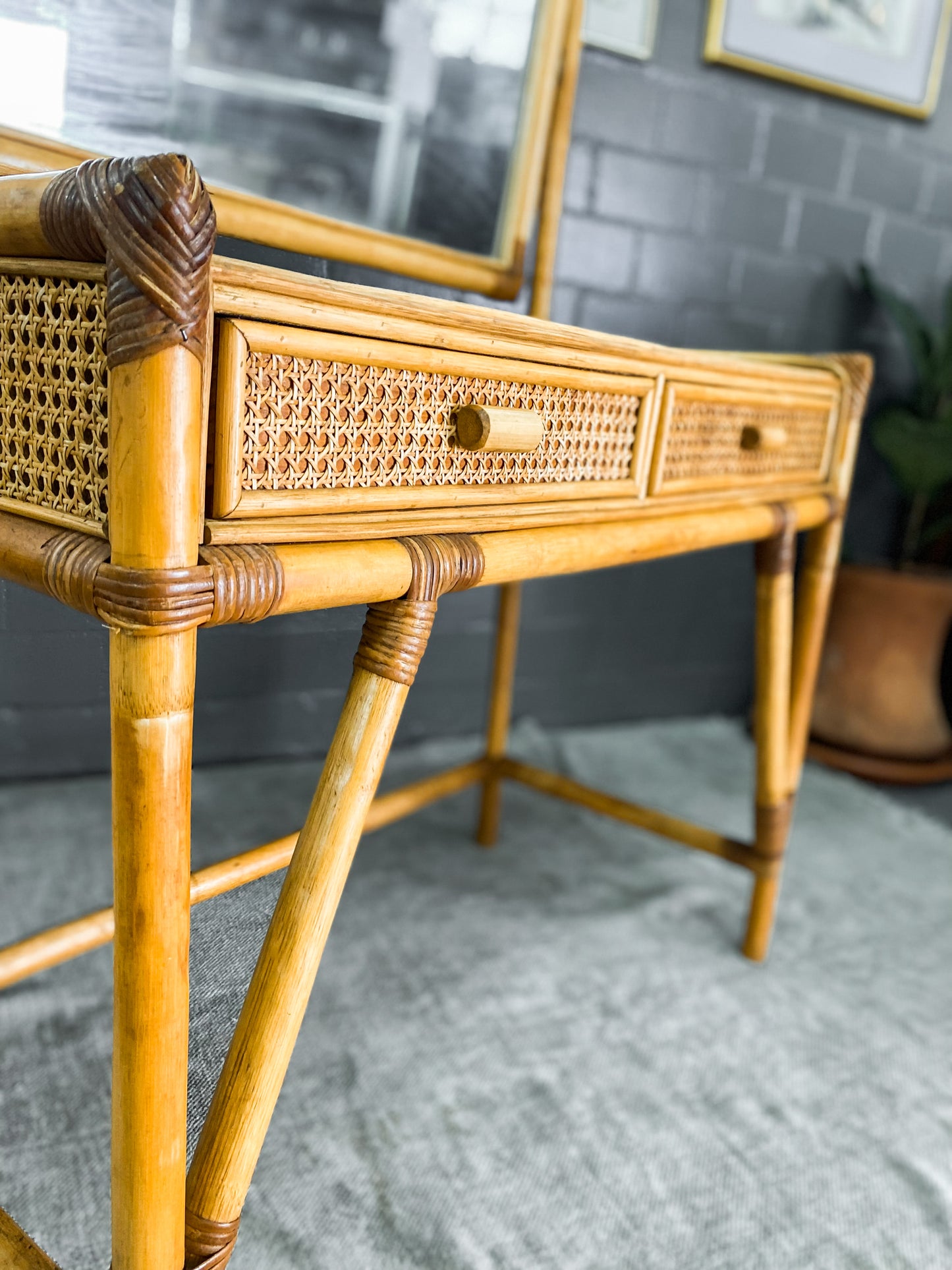 Cane Dresser & Mirror