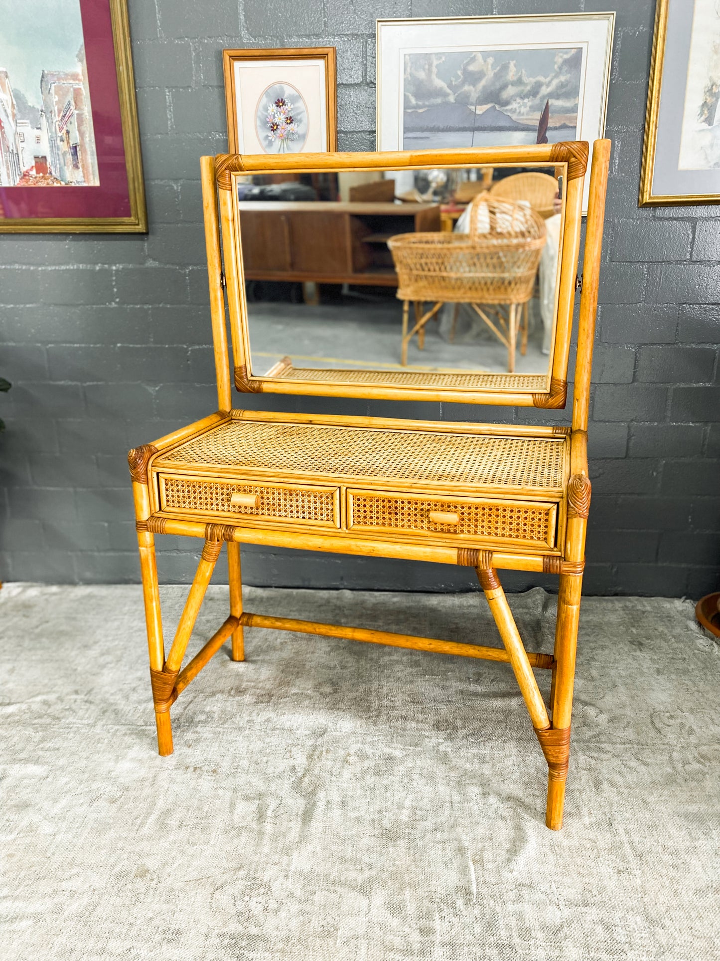 Cane Dresser & Mirror