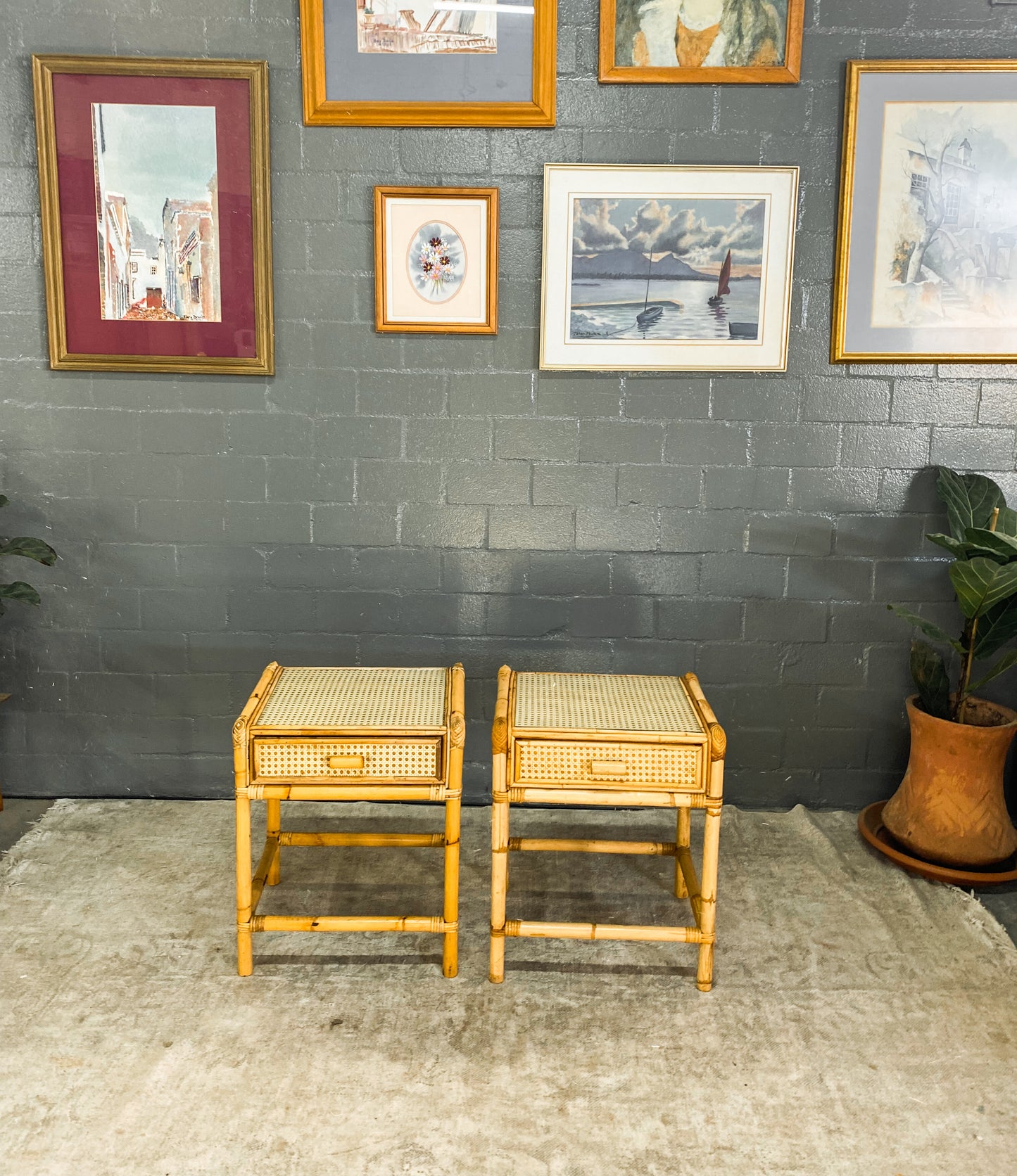 Pair of Cane Pedestals