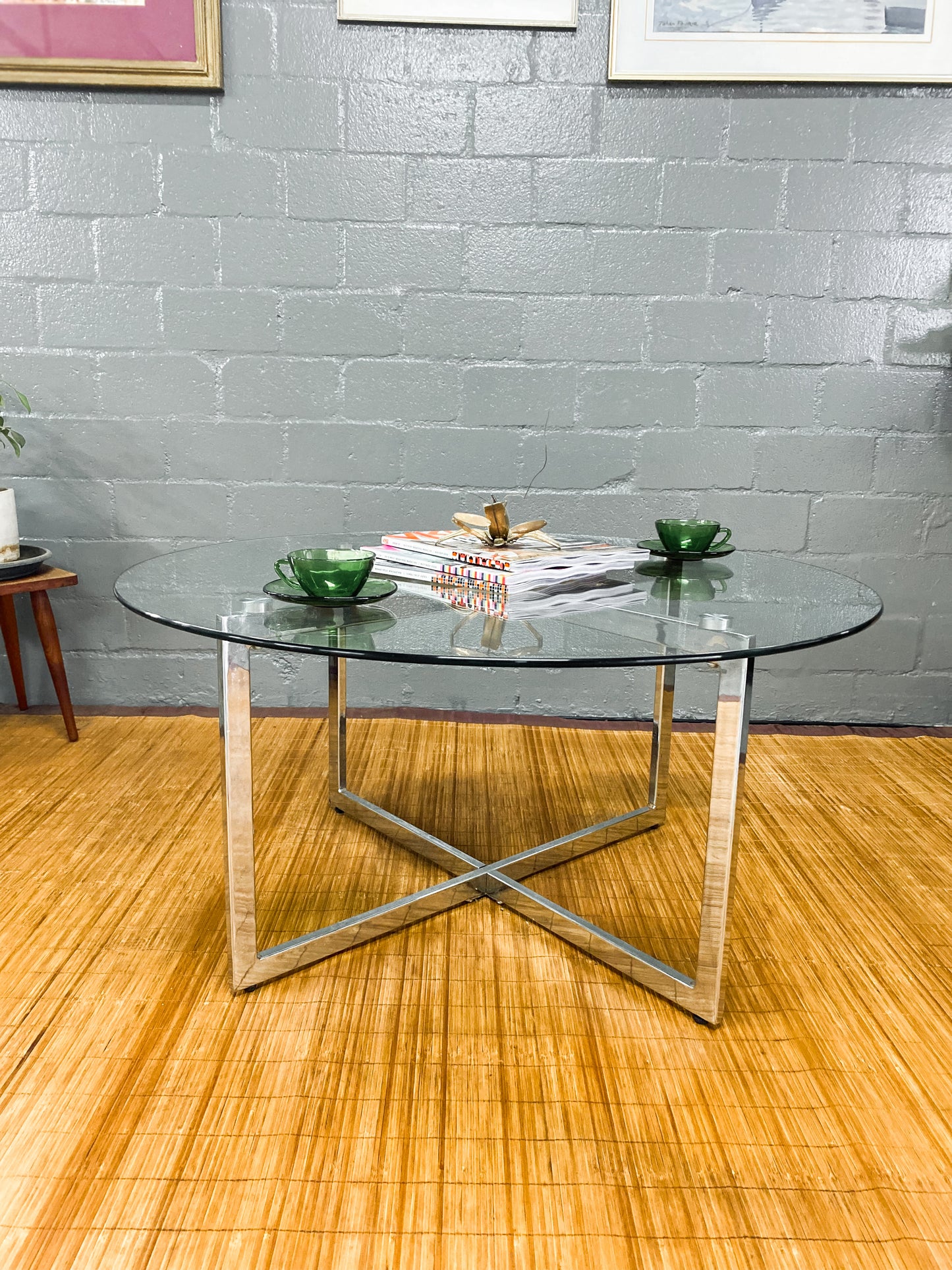 Glass and Chrome Circular Coffee Table