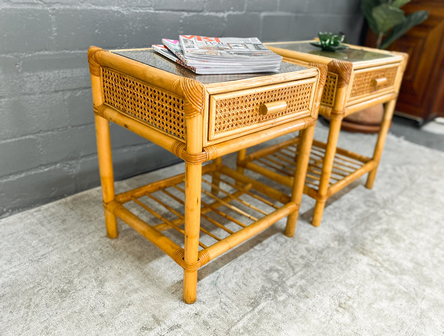 Pair of Cane Pedestals