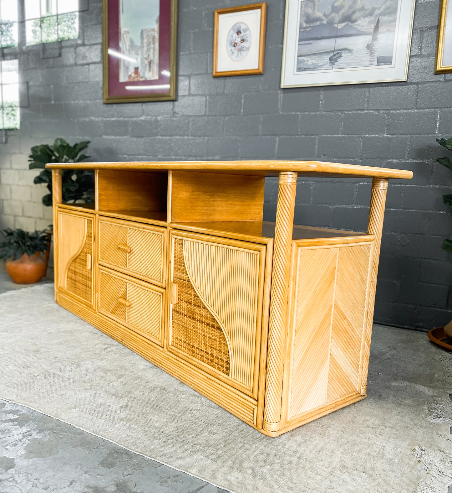 Cane and Wood Sideboard