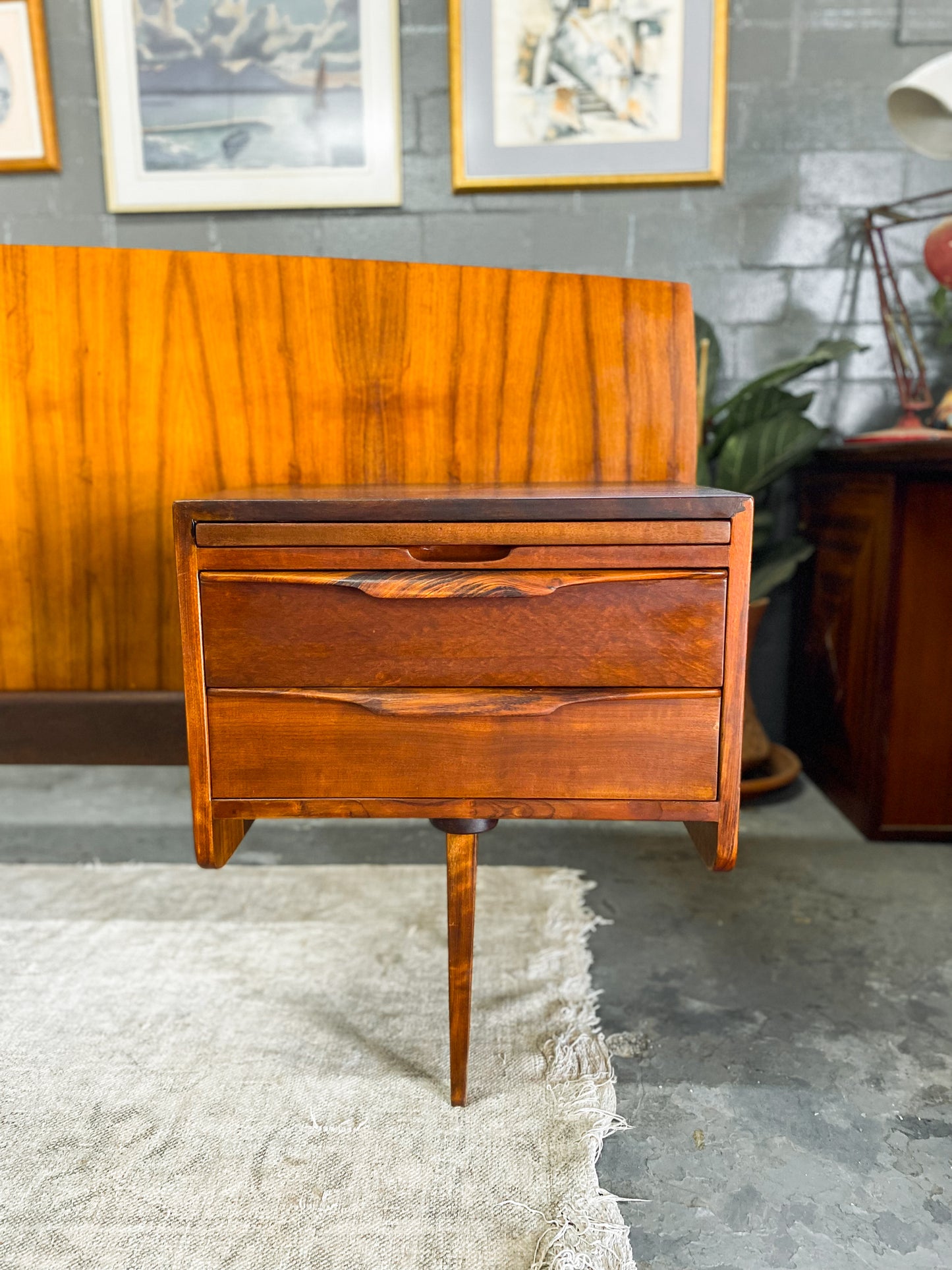 EE Meyer for Binnehuis Queen Headboard with Attached Bedside Tables