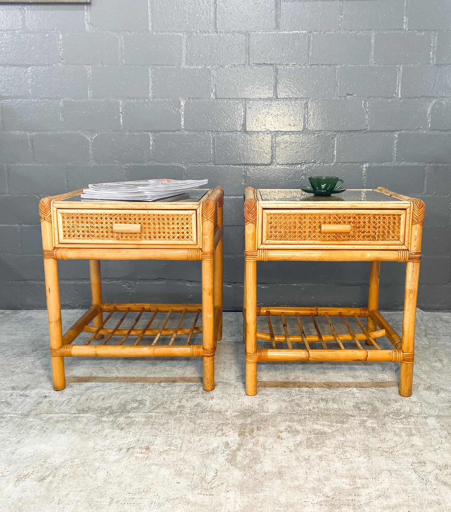 Pair of Cane Pedestals