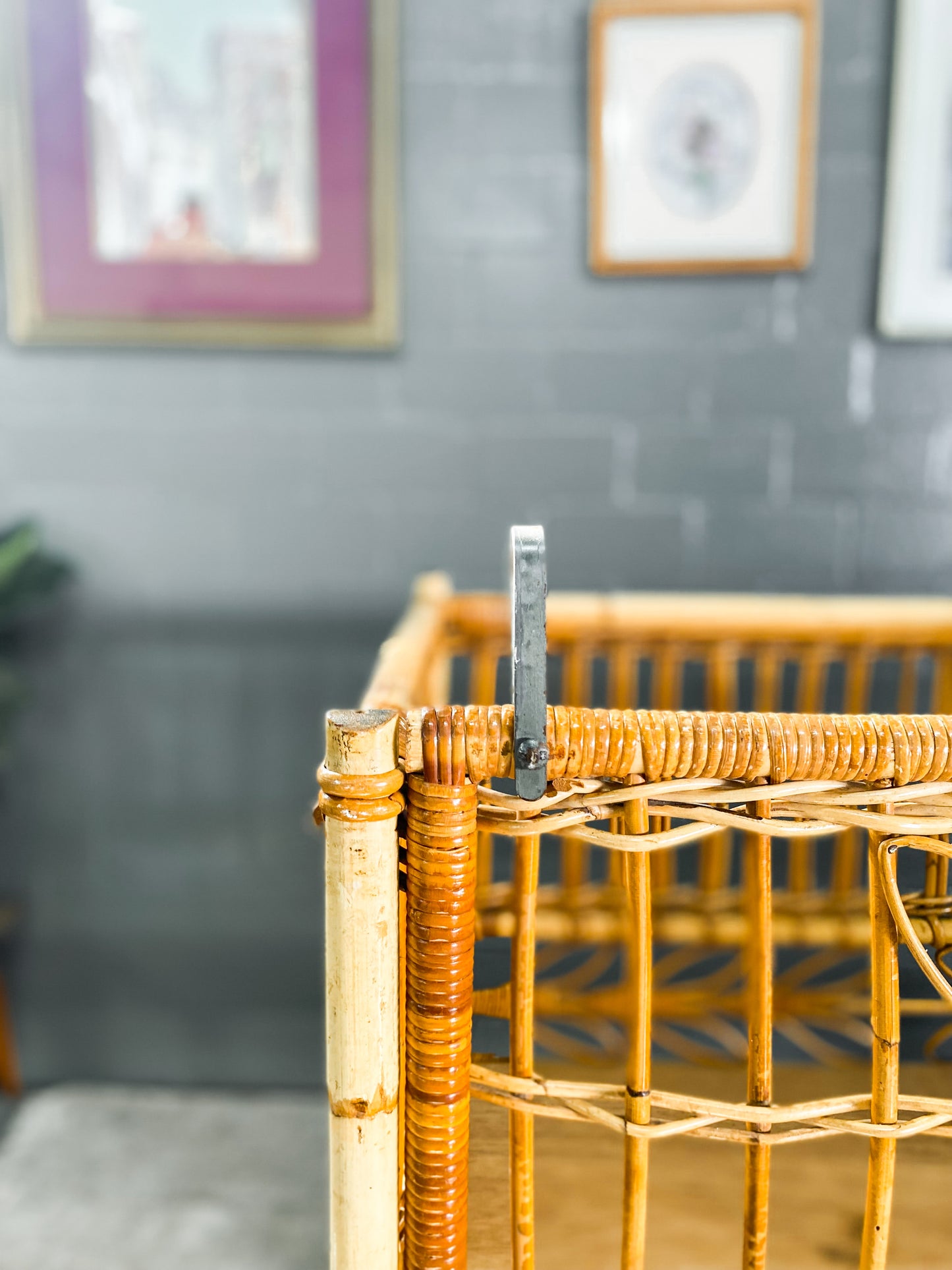 Vintage Cane Baby Cot