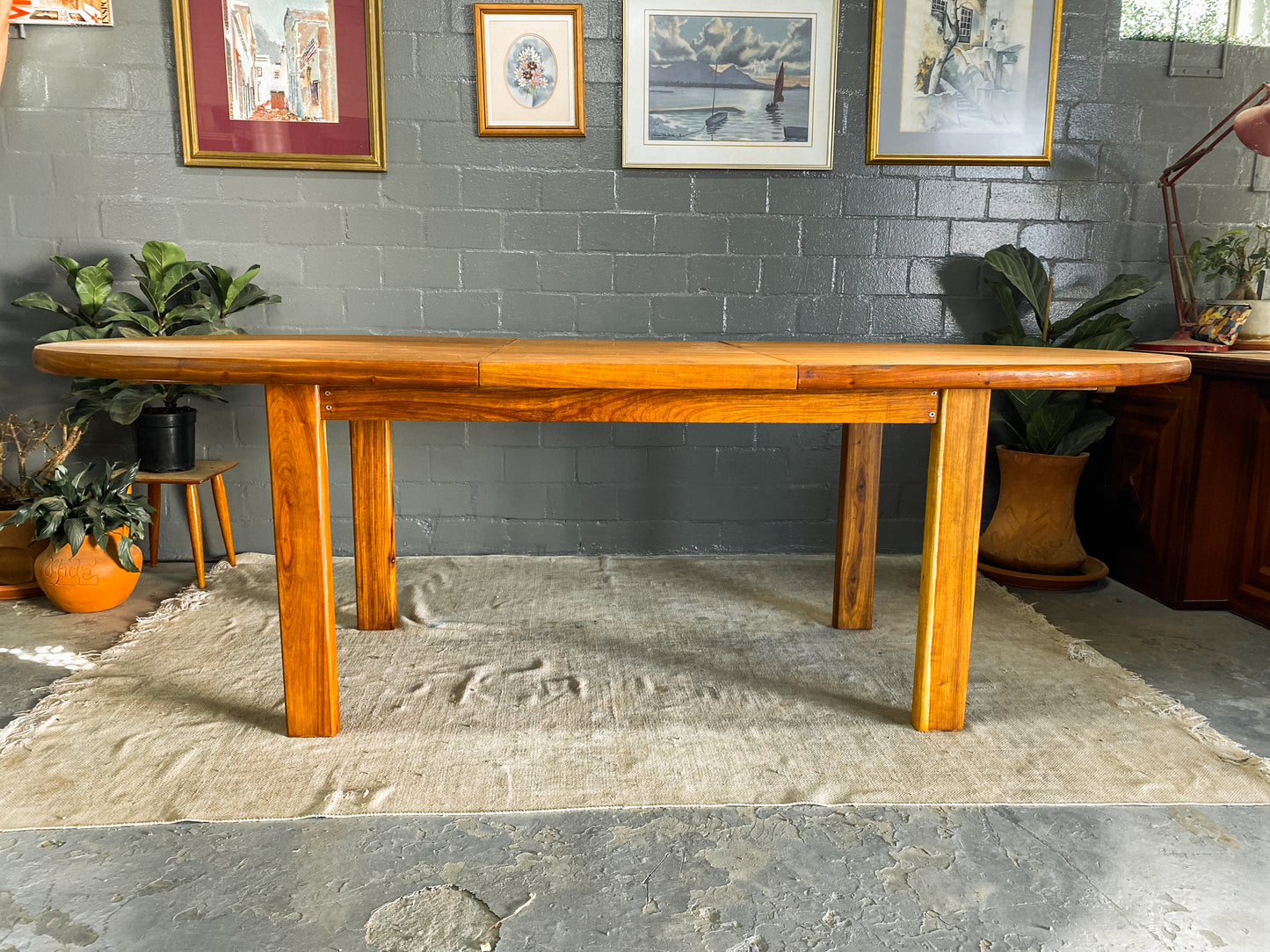 Mid Century Kiaat Extendable Dining Table