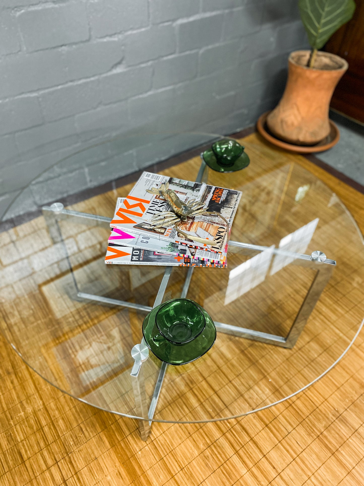 Glass and Chrome Circular Coffee Table