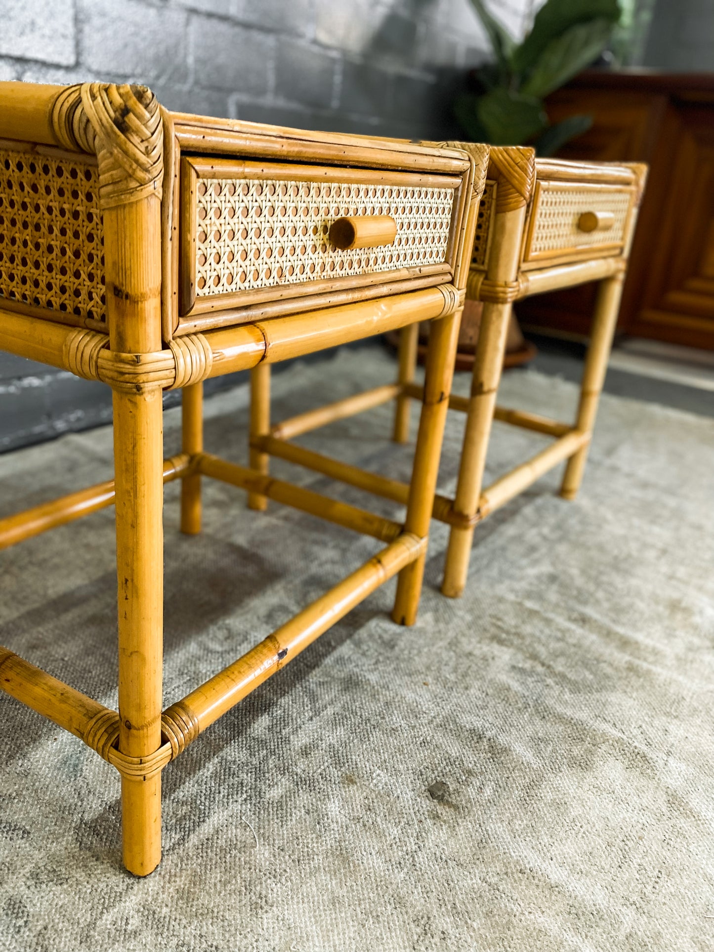 Pair of Cane Pedestals
