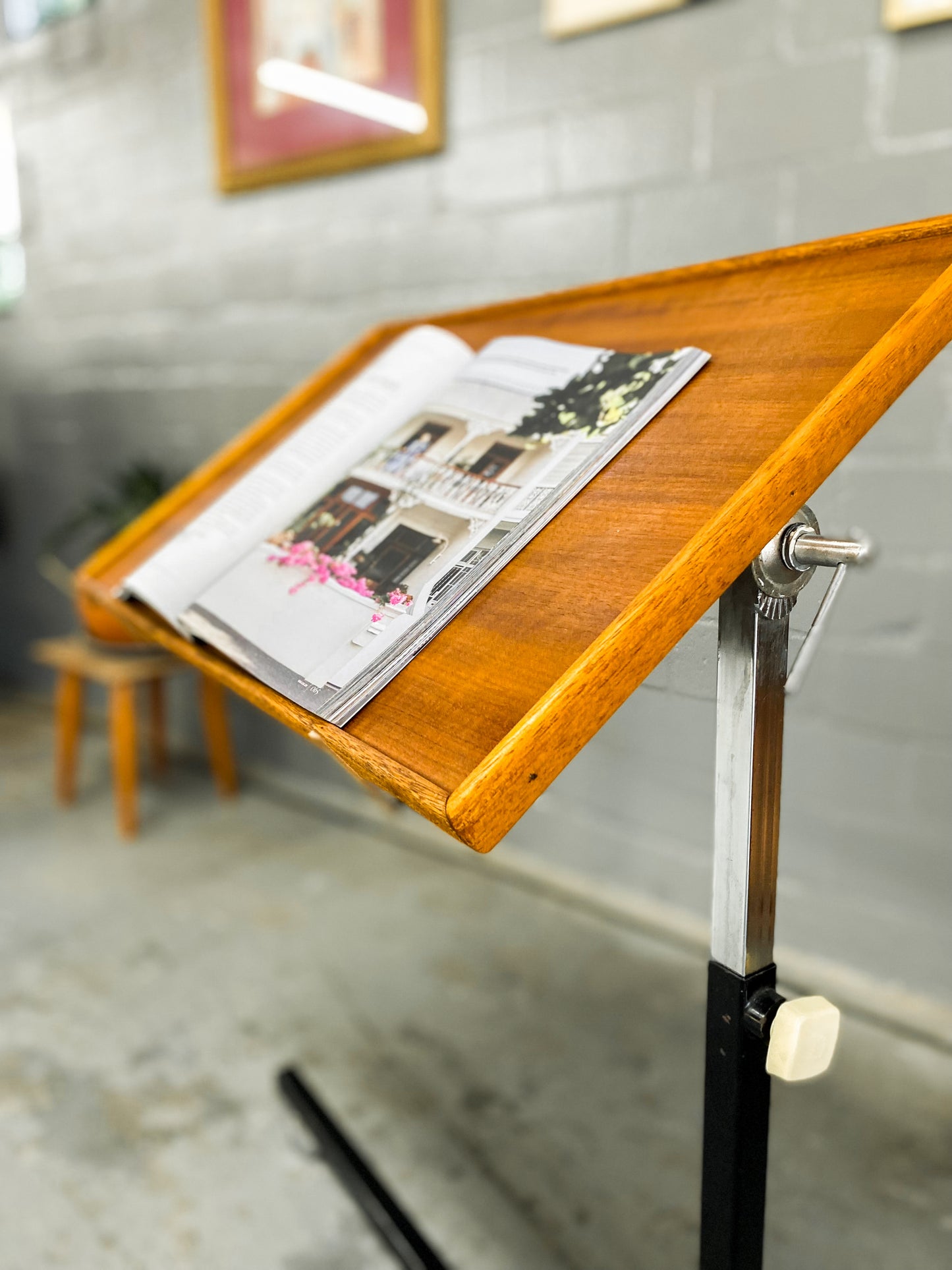 Reading Side Table with adjustable height and angle.