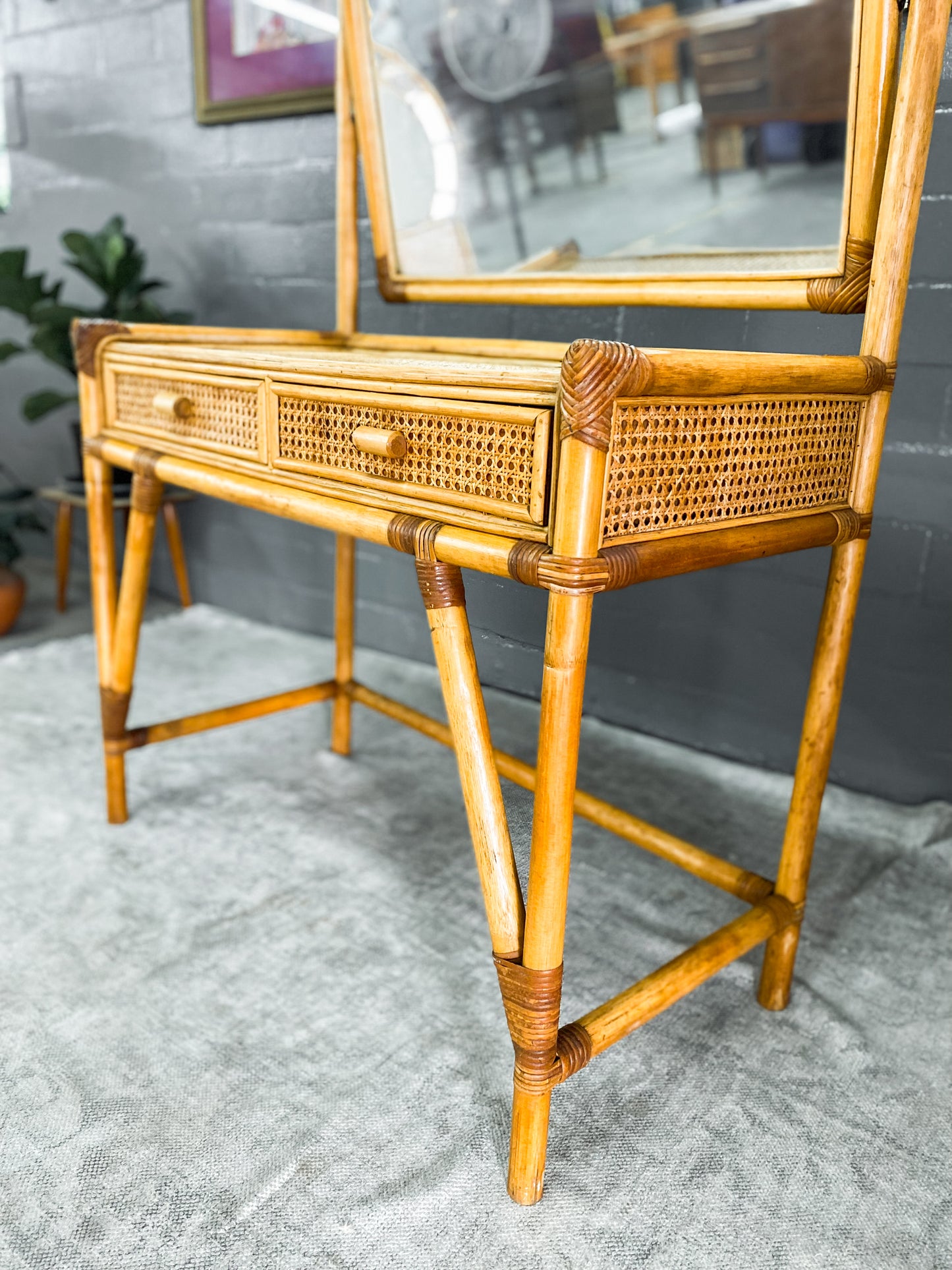 Cane Dresser & Mirror