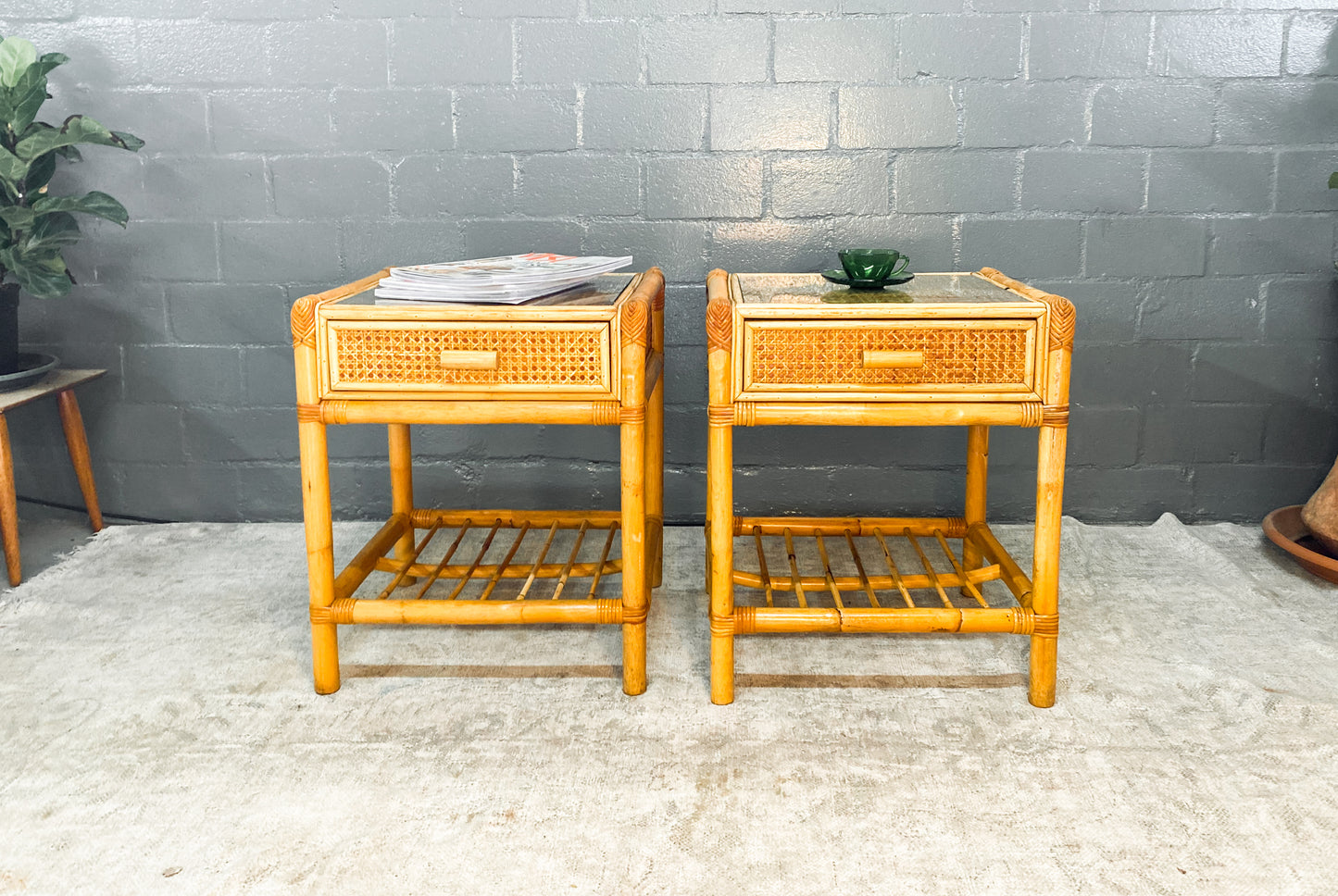 Pair of Cane Pedestals