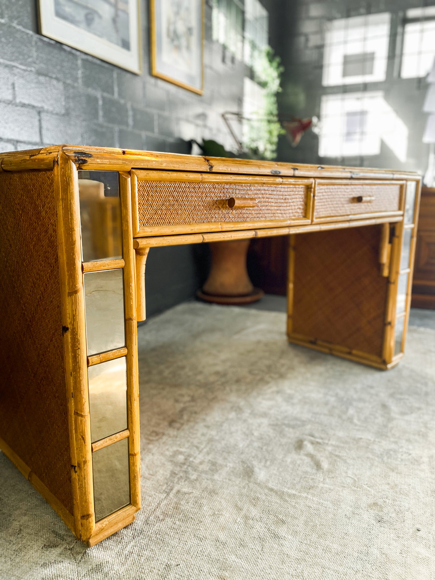 Woven Wicker & Cane Dresser