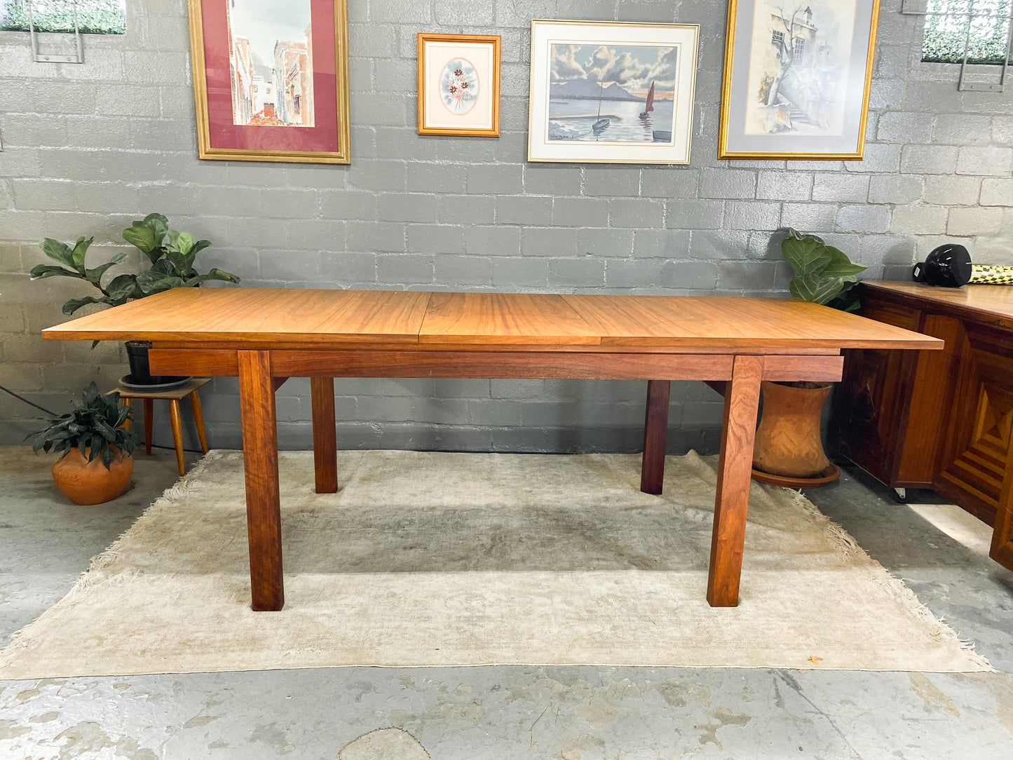 Mid Century Kiaat Extendable Dining Table