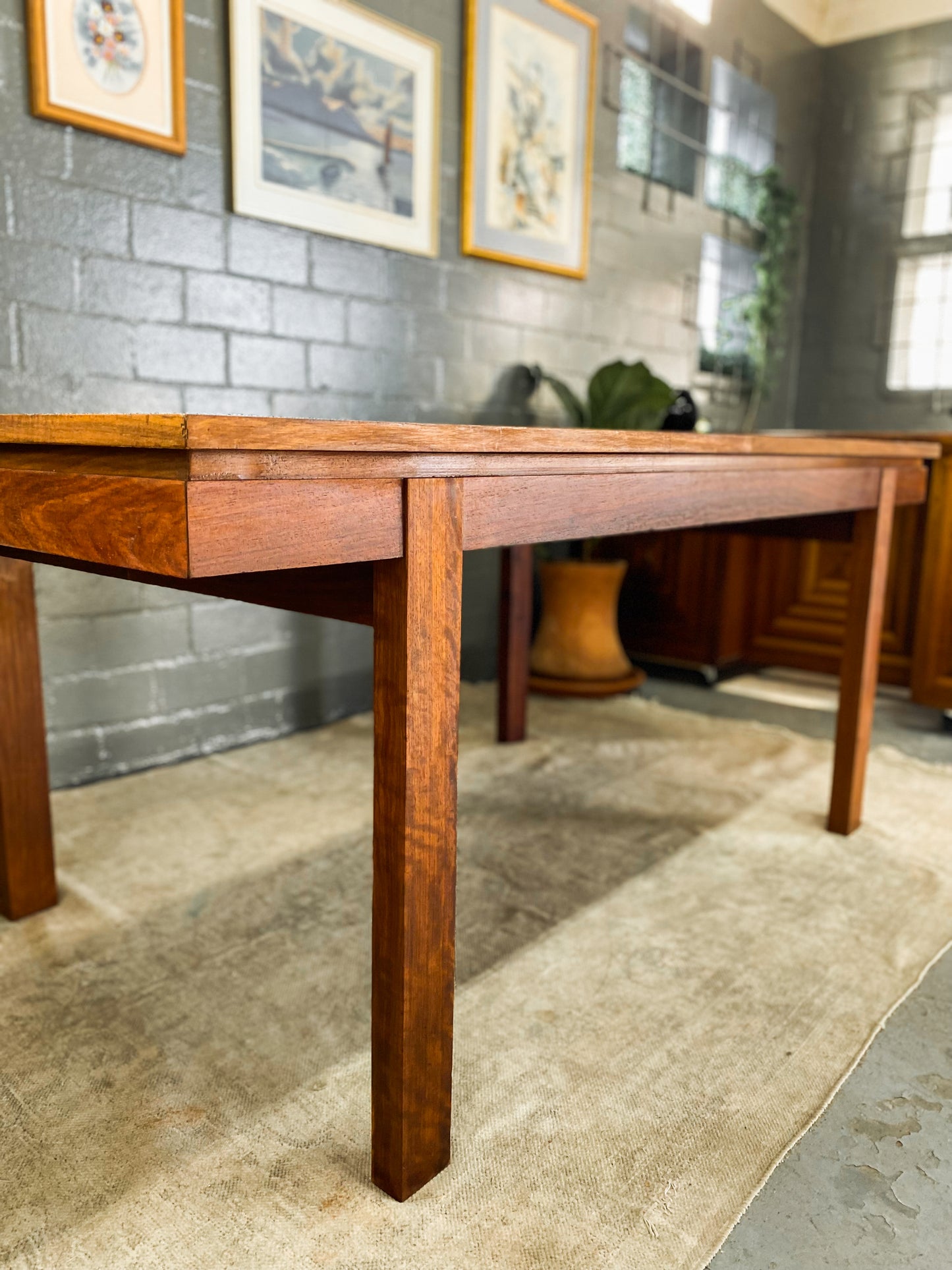 Mid Century Kiaat Extendable Dining Table
