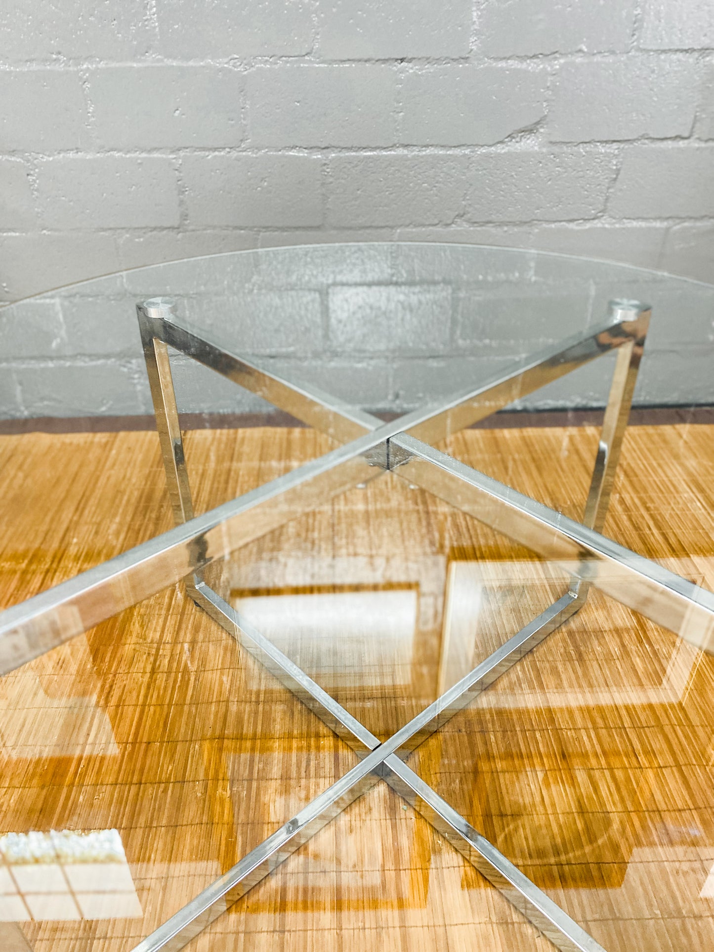 Glass and Chrome Circular Coffee Table